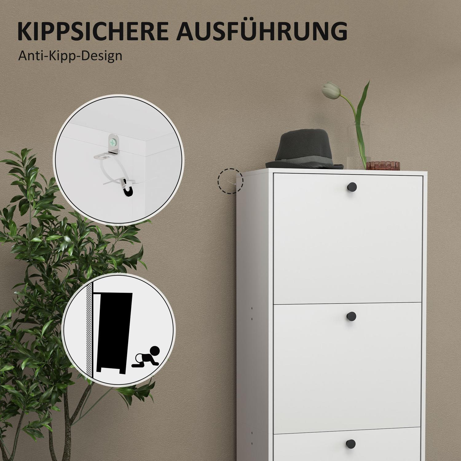 Skoskåp med 3 klaffar, justerbart för 12 par