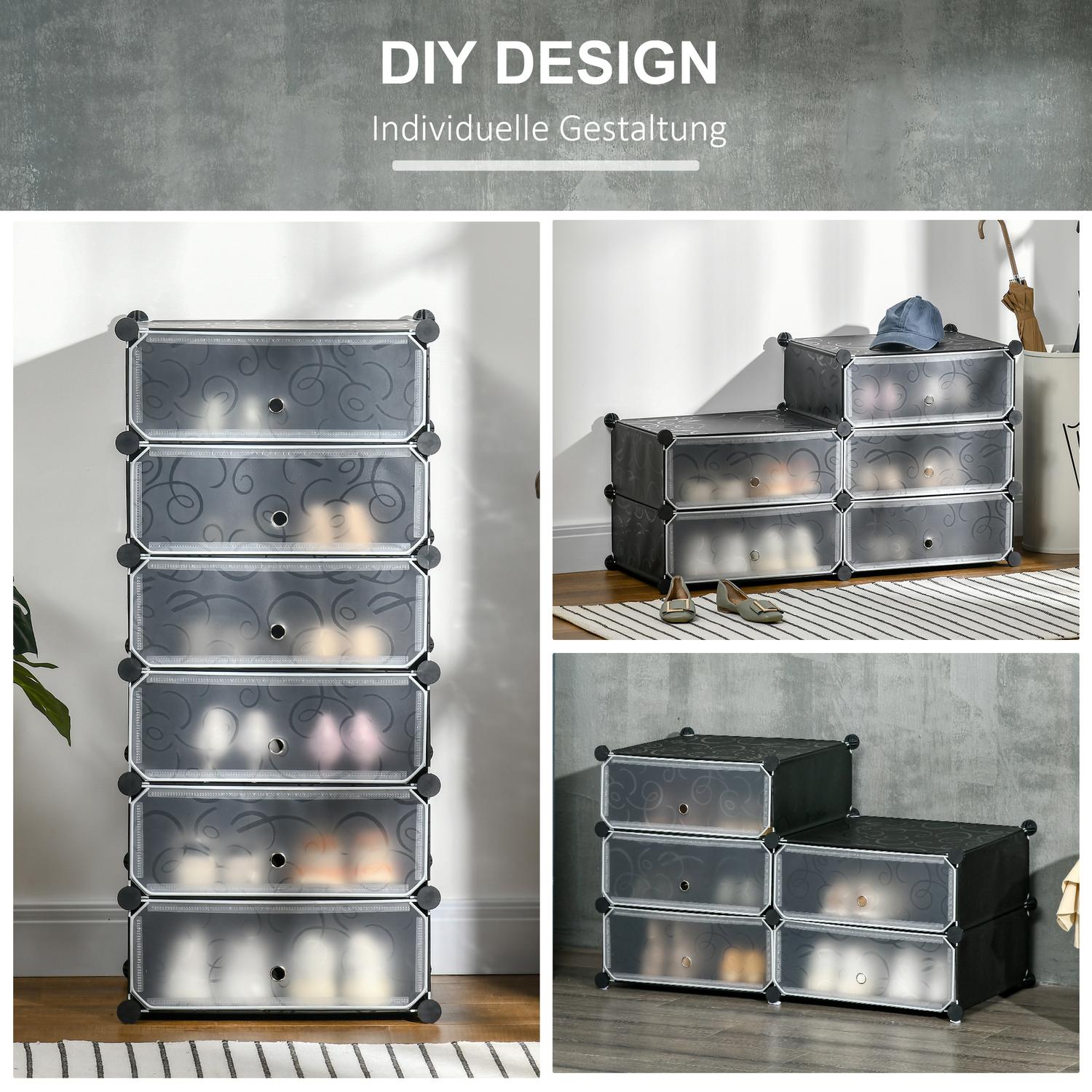 Skoställ för 6 par, slitstark plast/stål