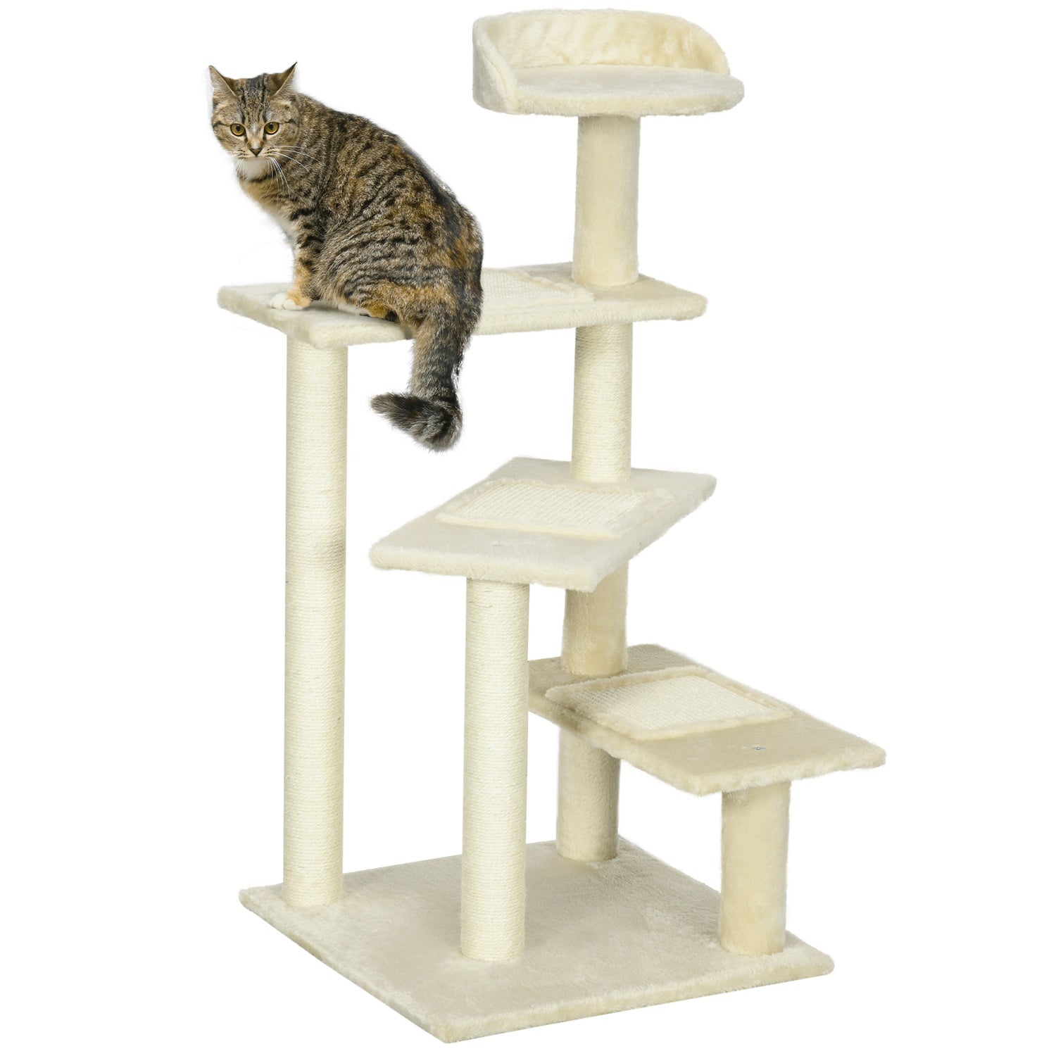 Kattskrapstolpe, sisalkolonner, beige, 50x50x100 cm