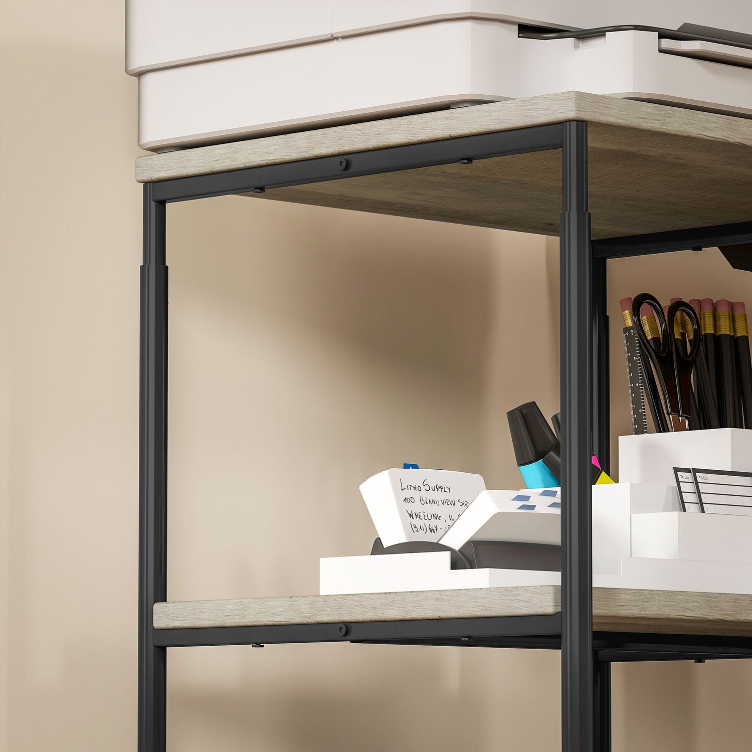 Skrivarvagn i stål – 3-nivå stativ, rymmer 12 kg