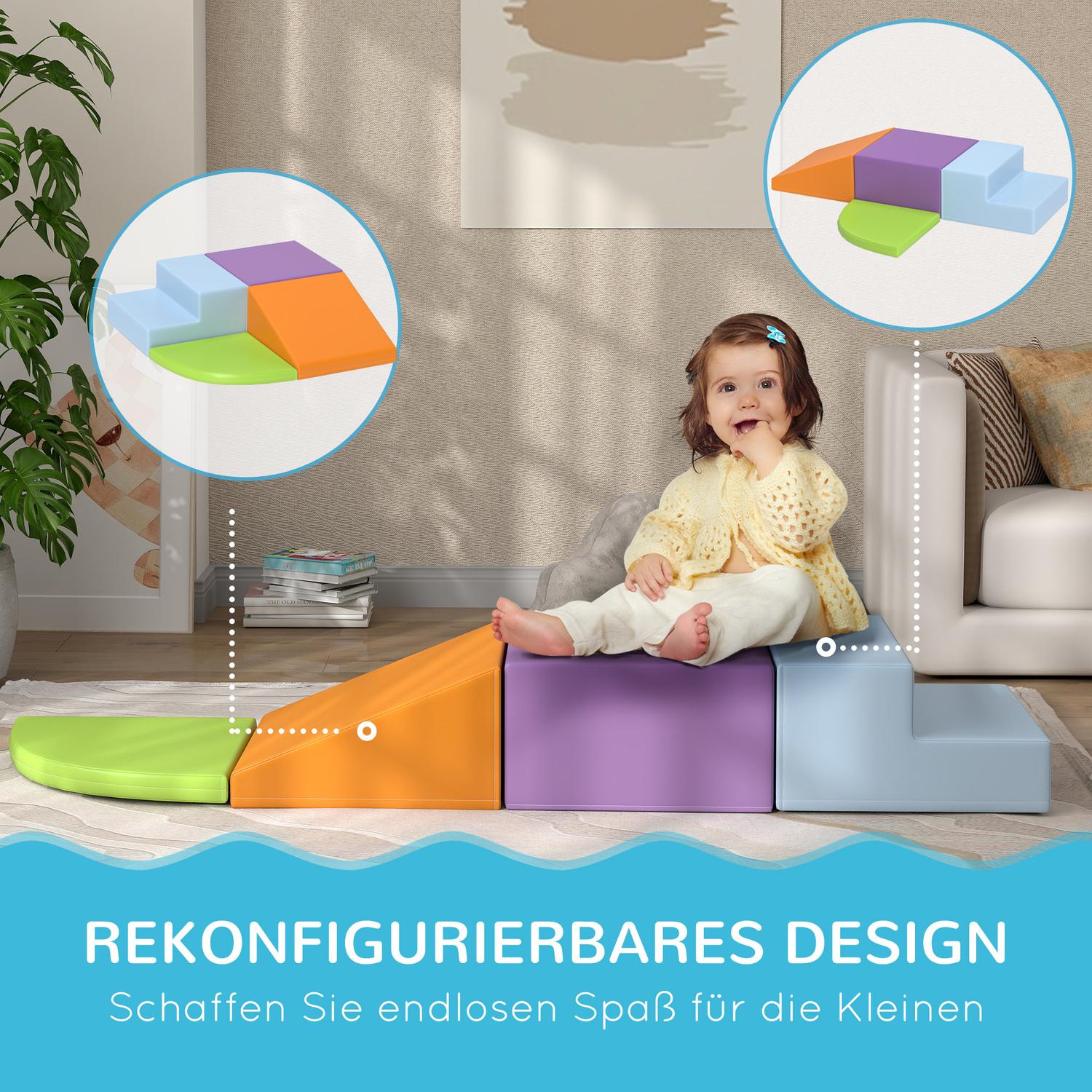 Skumbyggklossar – mjukt, säkert, konstläder, åldrarna 1-3