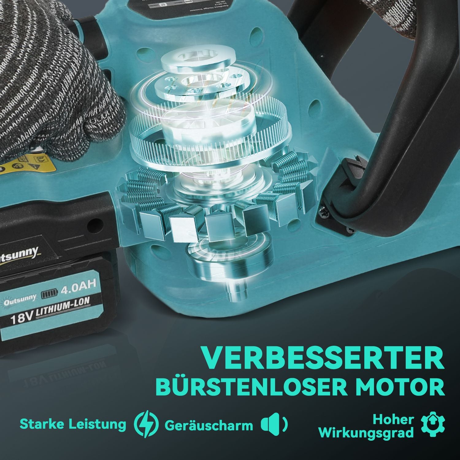 Sladdlös häcksax, dubbla batterier, 86 cm blad