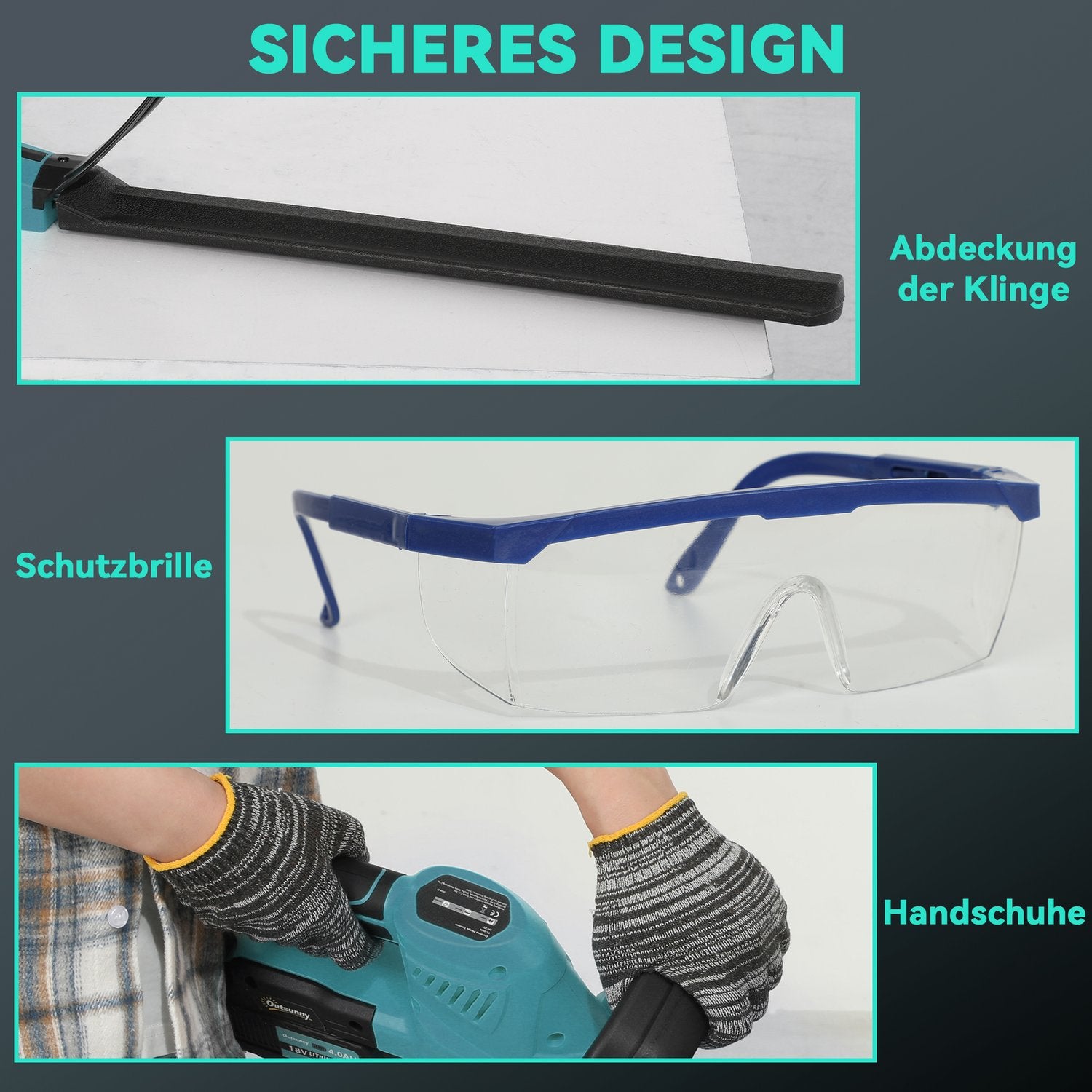 Sladdlös häcksax, dubbla batterier, 86 cm blad