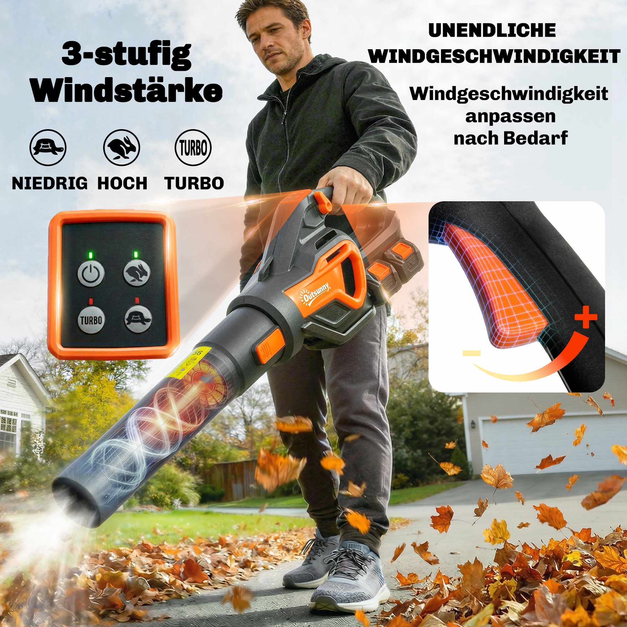 Sladdlös lövblås 20V med 2x4.0Ah batterier och laddare