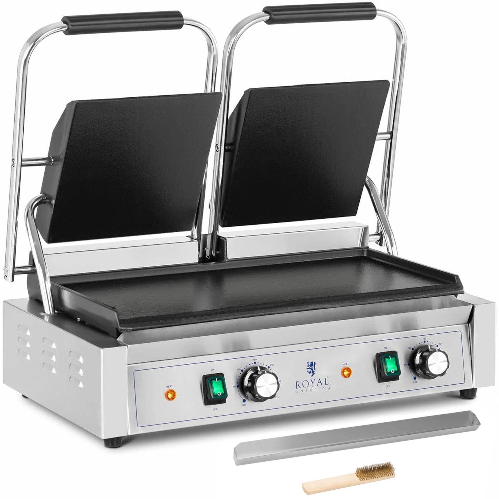 Slät dubbel elektrisk kontaktgrill 48 x 23 cm 3600 W