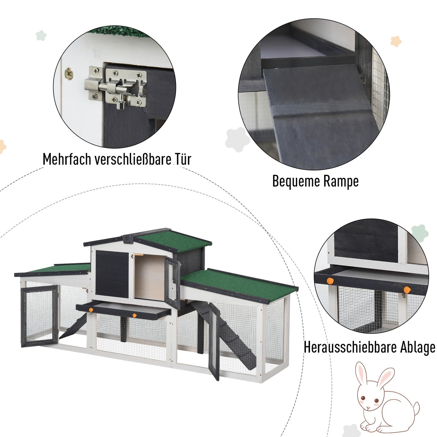 Små djurkoja, dubbeldäckad gran, väderbeständigt tak