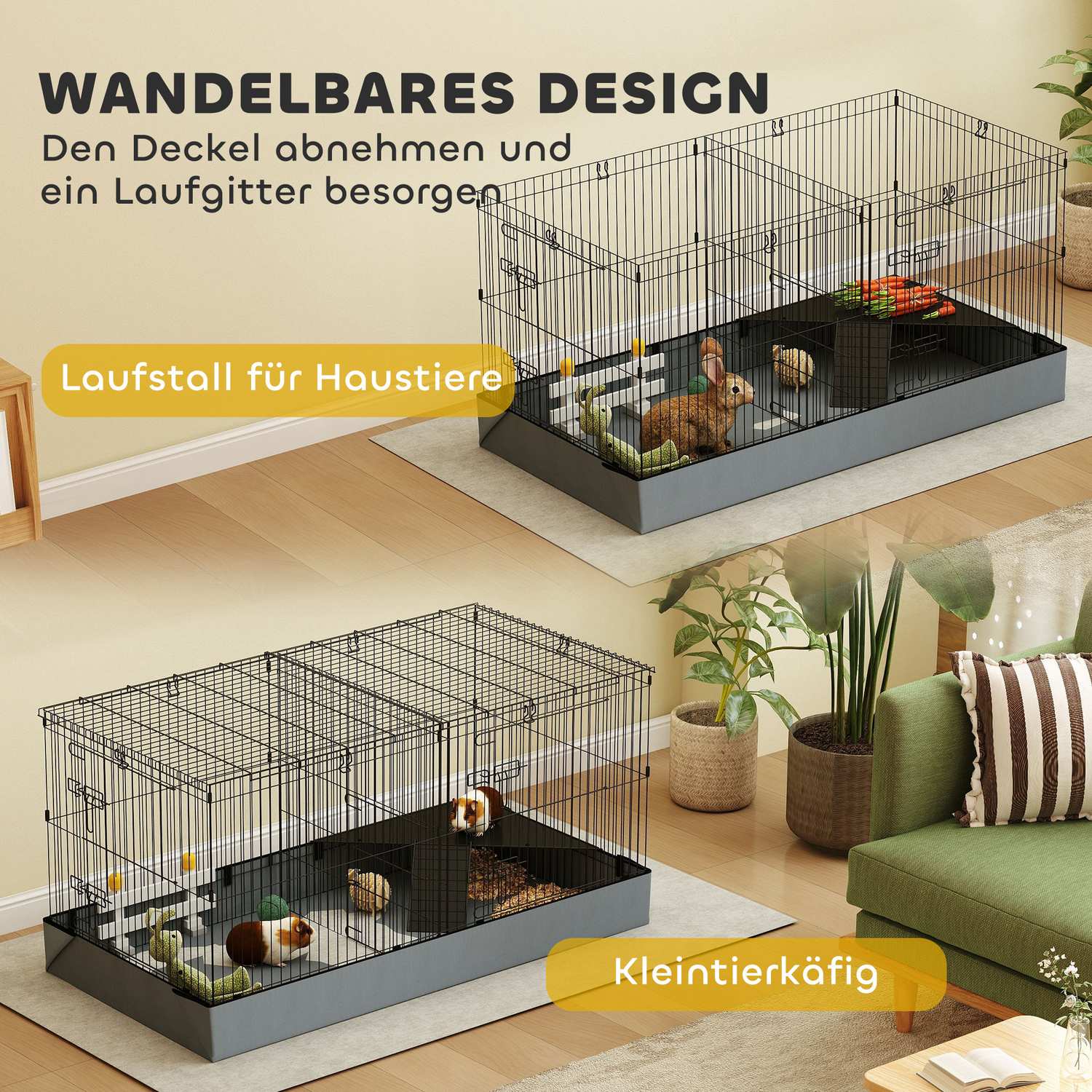 Små djurkoja med ramp och avtagbart skydd