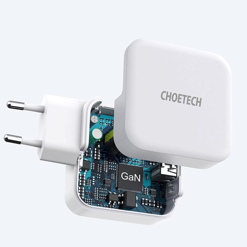 Snabb GaN USB Typ C PD-laddare USB-A QC3.0 65W 3.25A vit