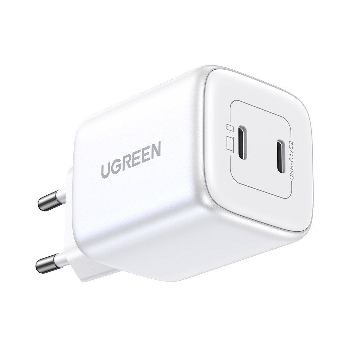 Snabb GaN laddare 2x USB-C 45W QC PD vit