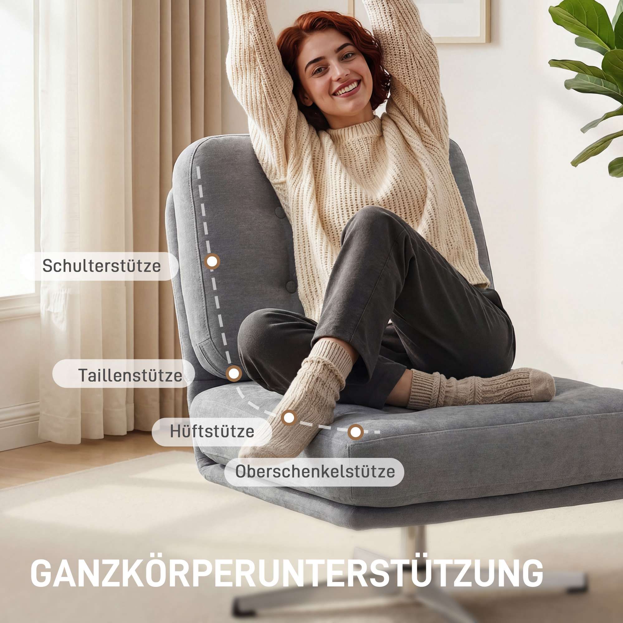 Snurrfåtölj, chenilletyg, 70 cm sits