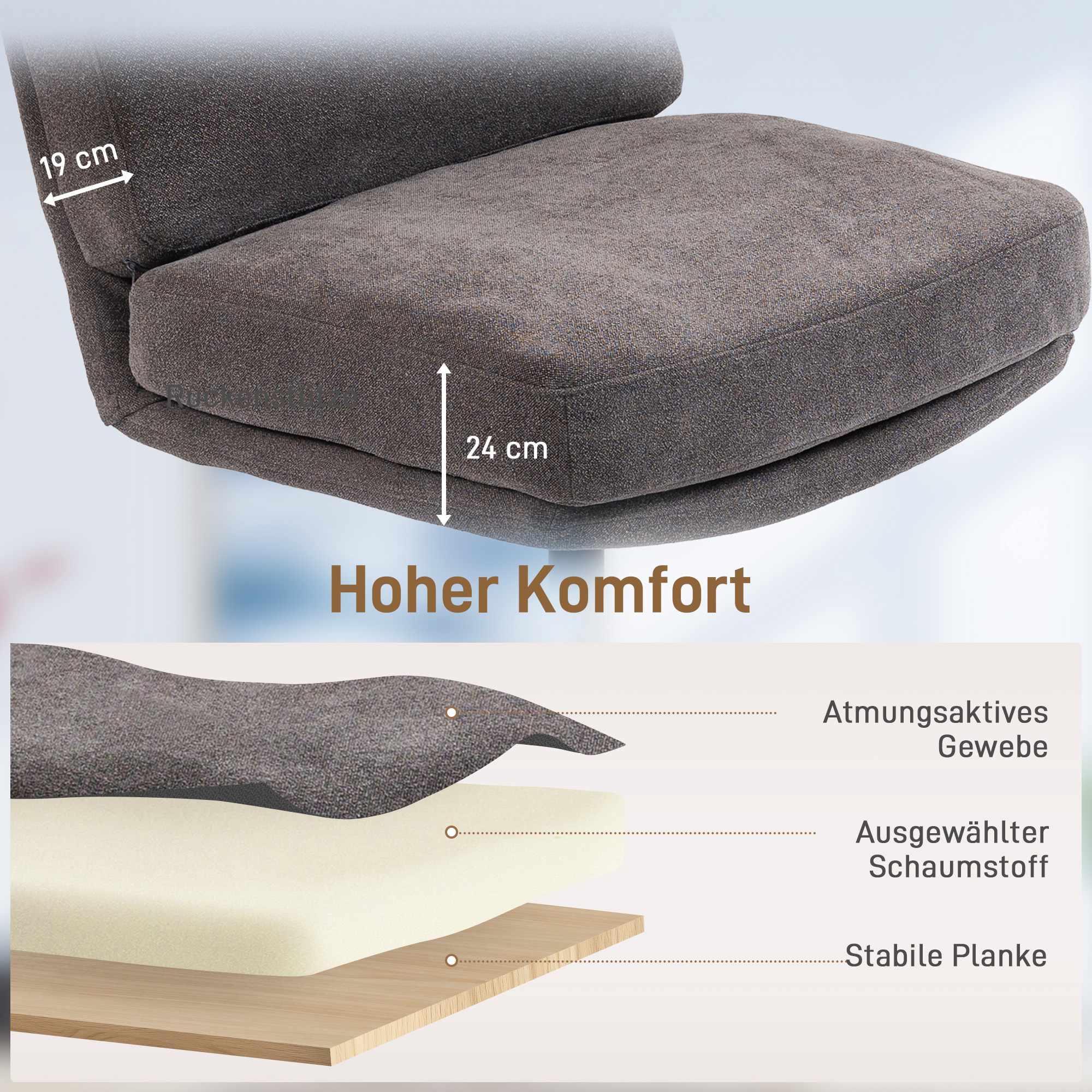Snurrfåtölj med fotpall, mörkgrå linne-look