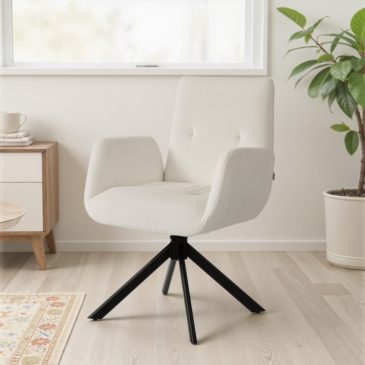 Snurrstol, modern design, krämvit, 120 kg kapacitet
