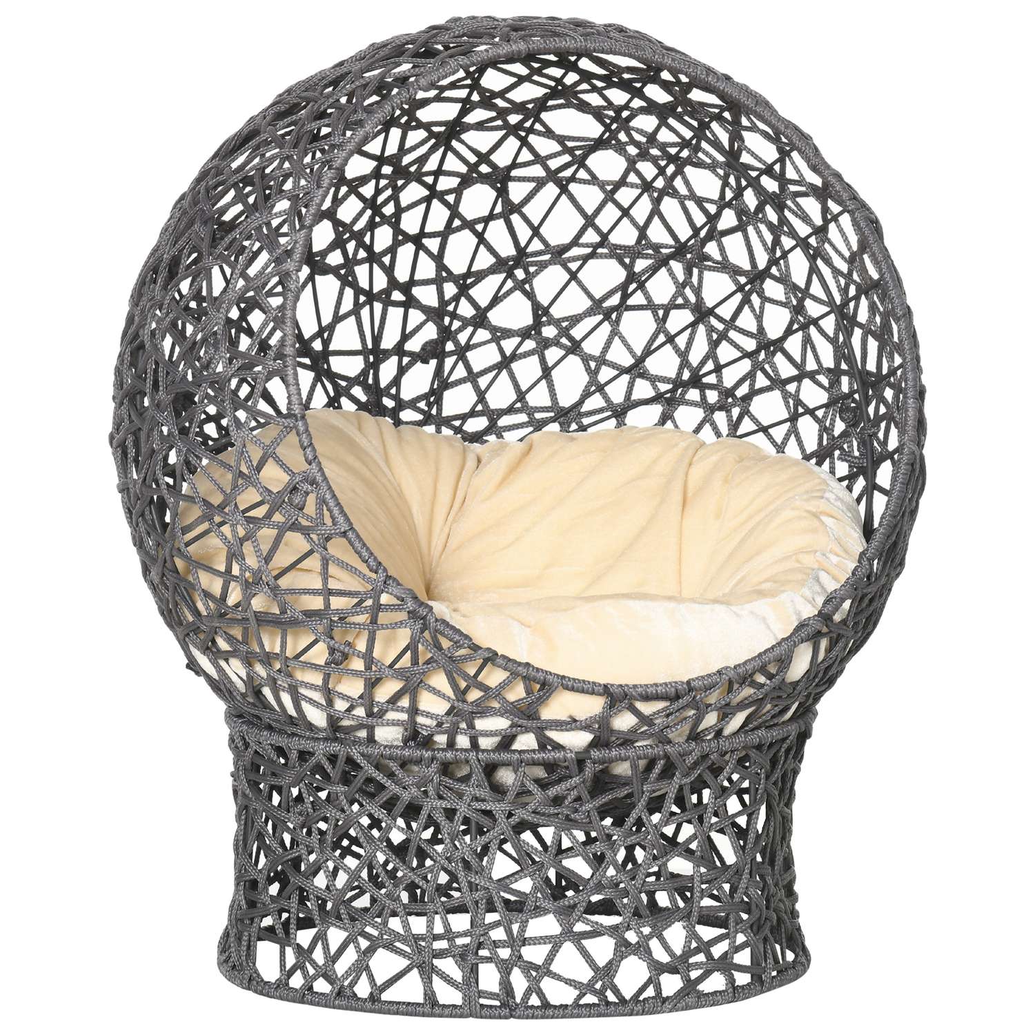 Snygg Cat Bed Cave med Kudde – Lila & Cream Rep