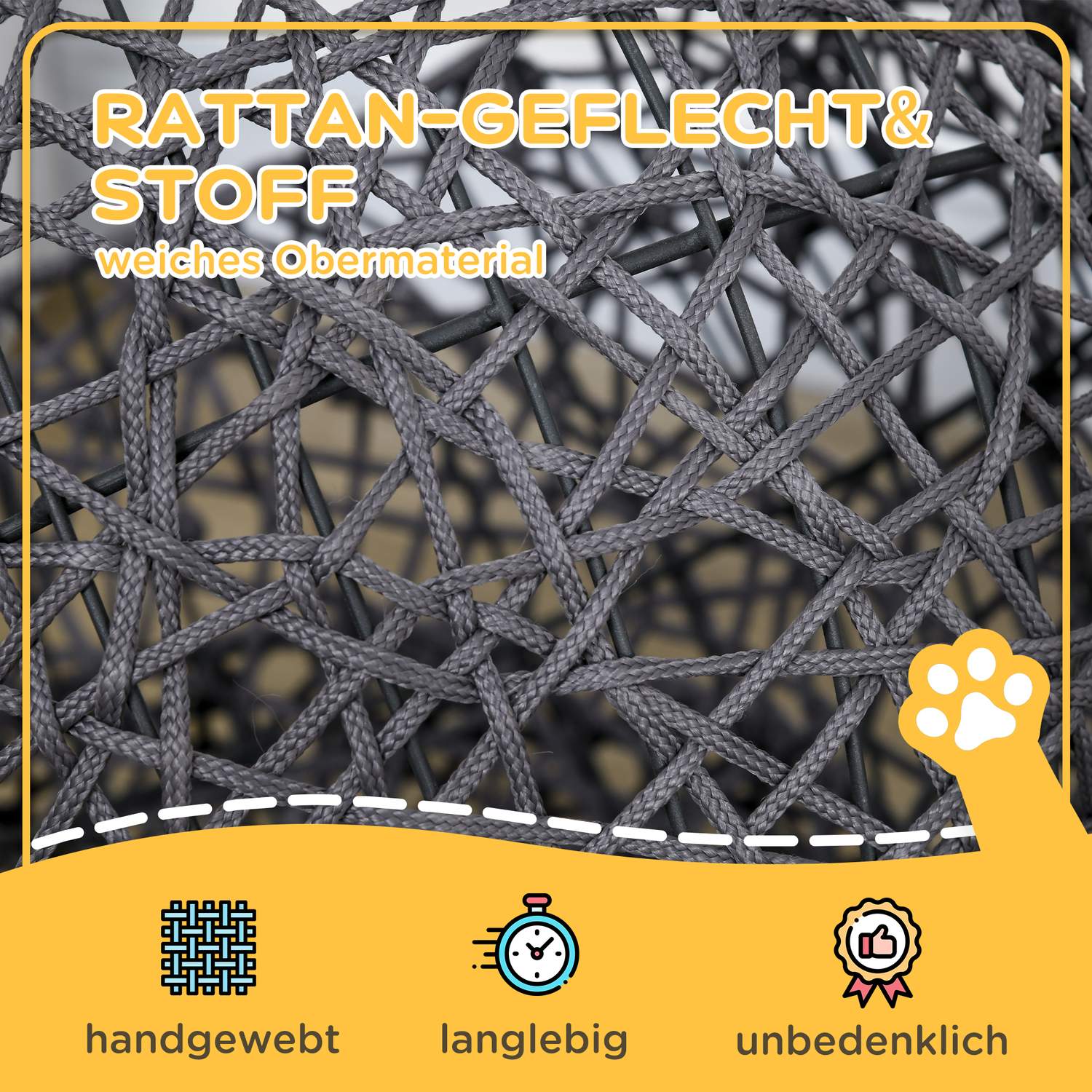 Snygg Cat Bed Cave med Kudde – Lila & Cream Rep