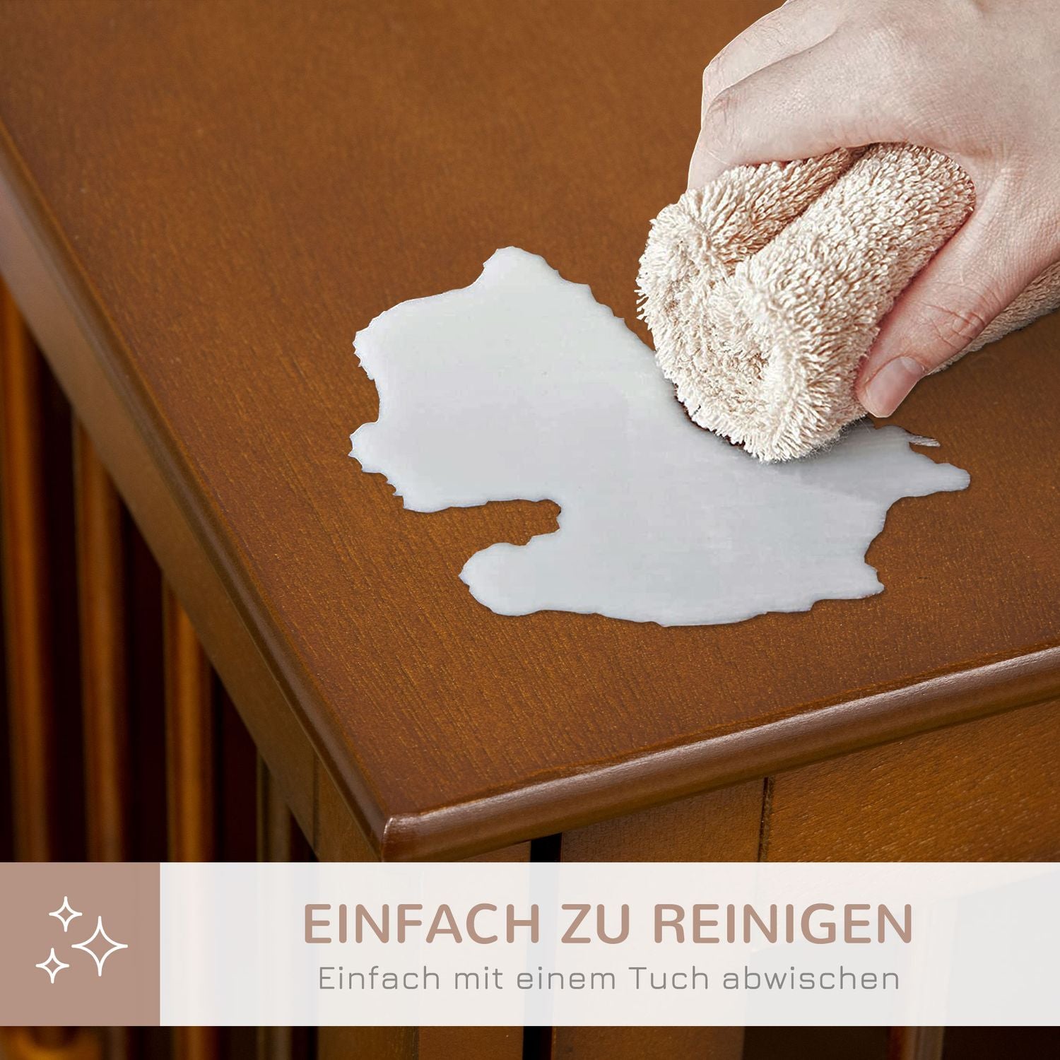 Snygg medelstor hundbur med bordsskiva, låsbar dörr