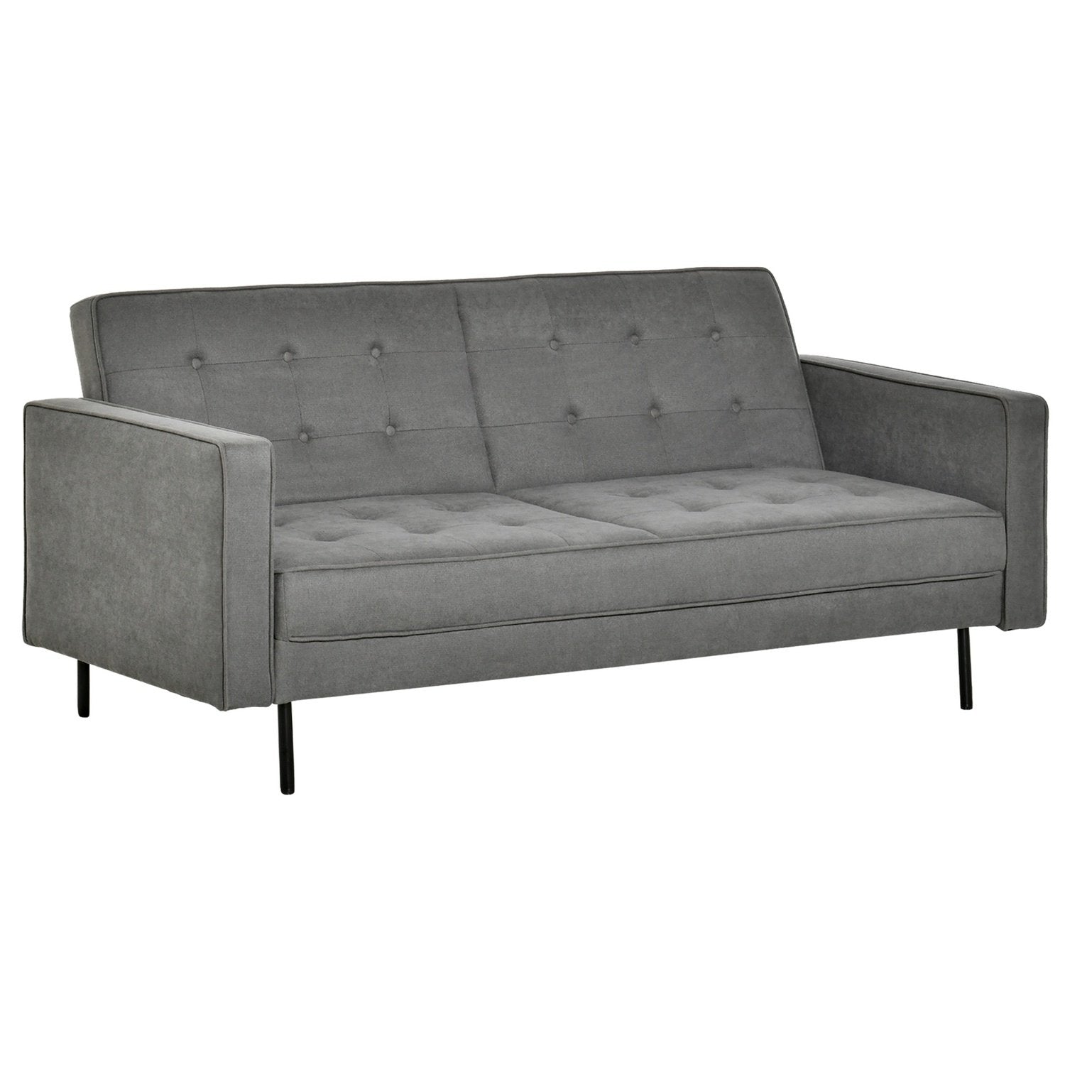 Sovesofa 3-seters sofa med sovefunksjon Justerbar vinkel Vintage Eucalyptus Tre Bomull Grå