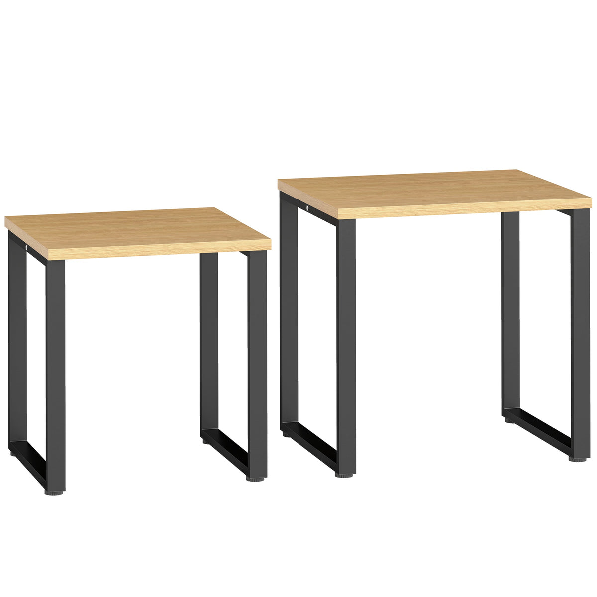 Soffbordsset om 2, träliknande, metallram, stapelbar design