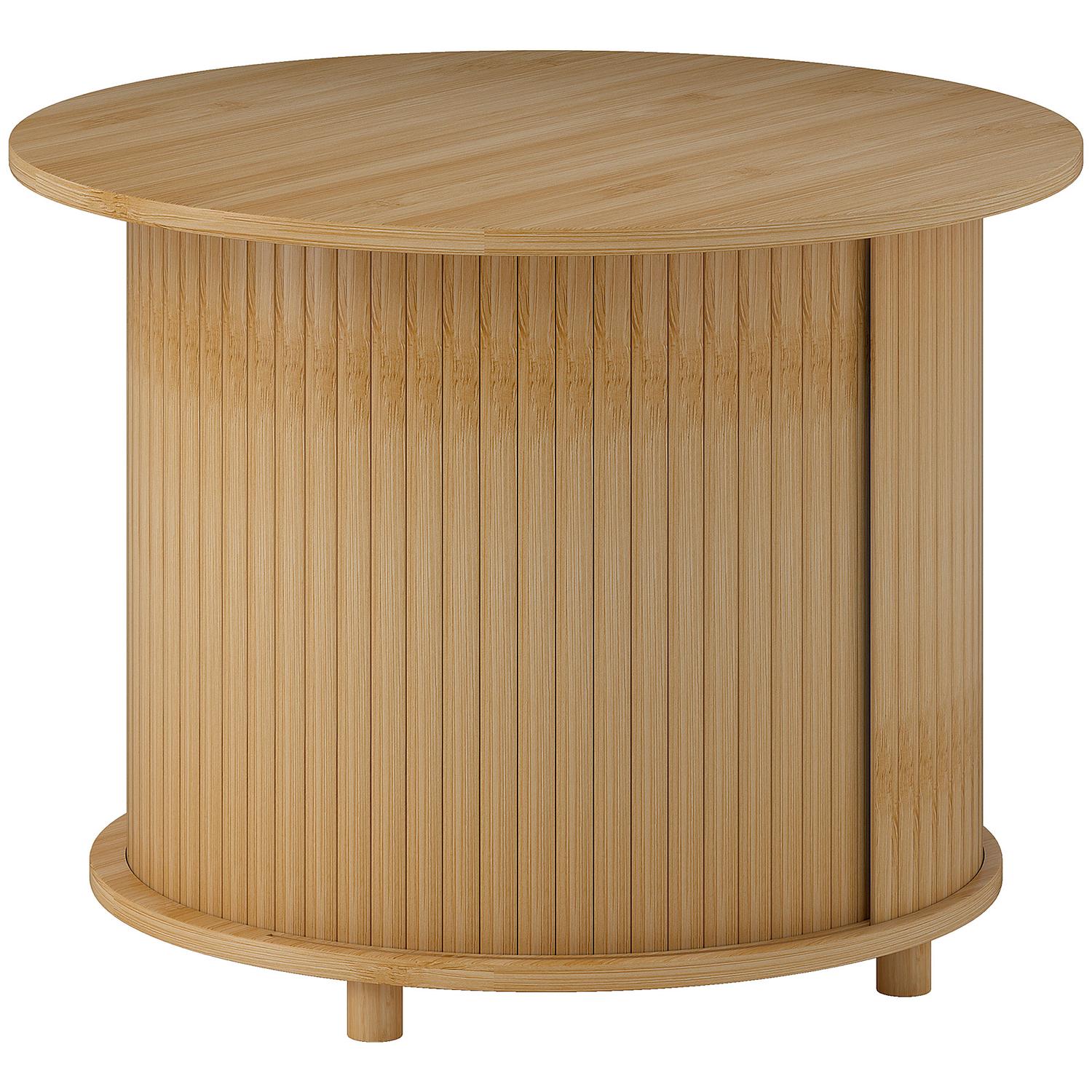 Runt soffbord i bambu med förvaring – modern design
