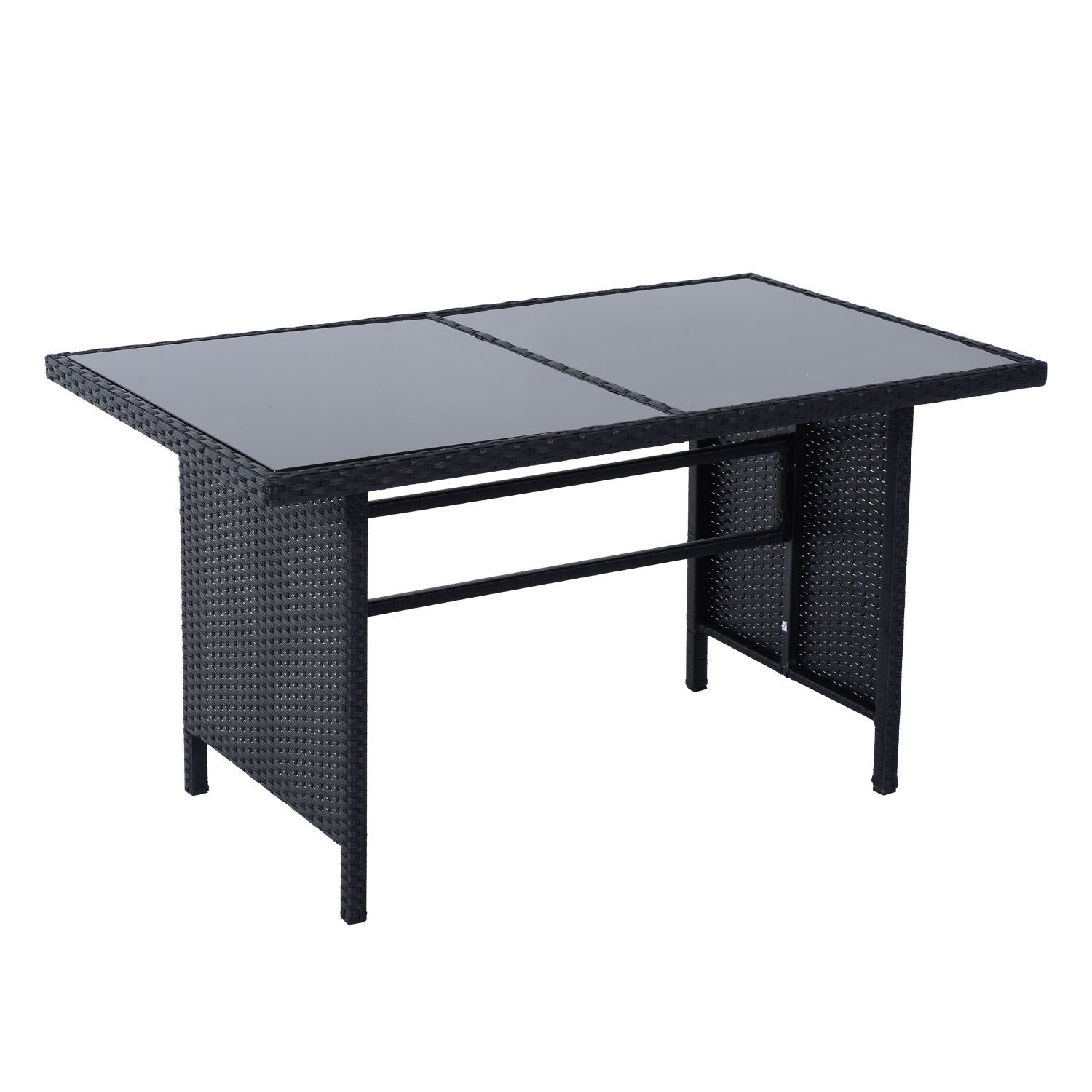 Soffset utomhus, 7 platser, polyrattan, svart/kräm/vit