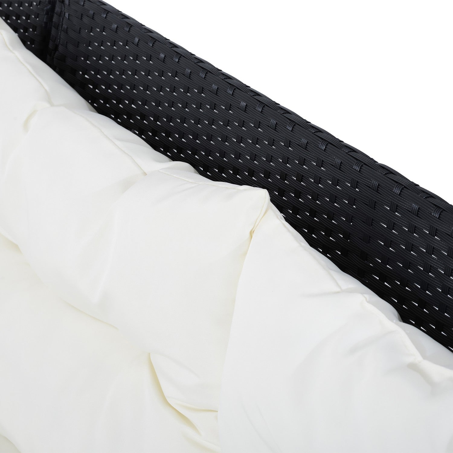 Soffset utomhus, 7 platser, polyrattan, svart/kräm/vit