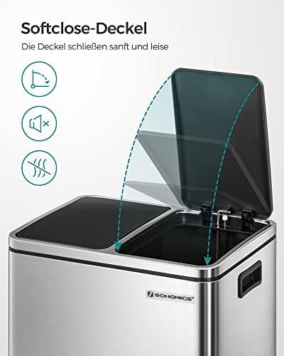 Soft-Close resirkuleringsbeholder med doble rom, 30L kapasitet