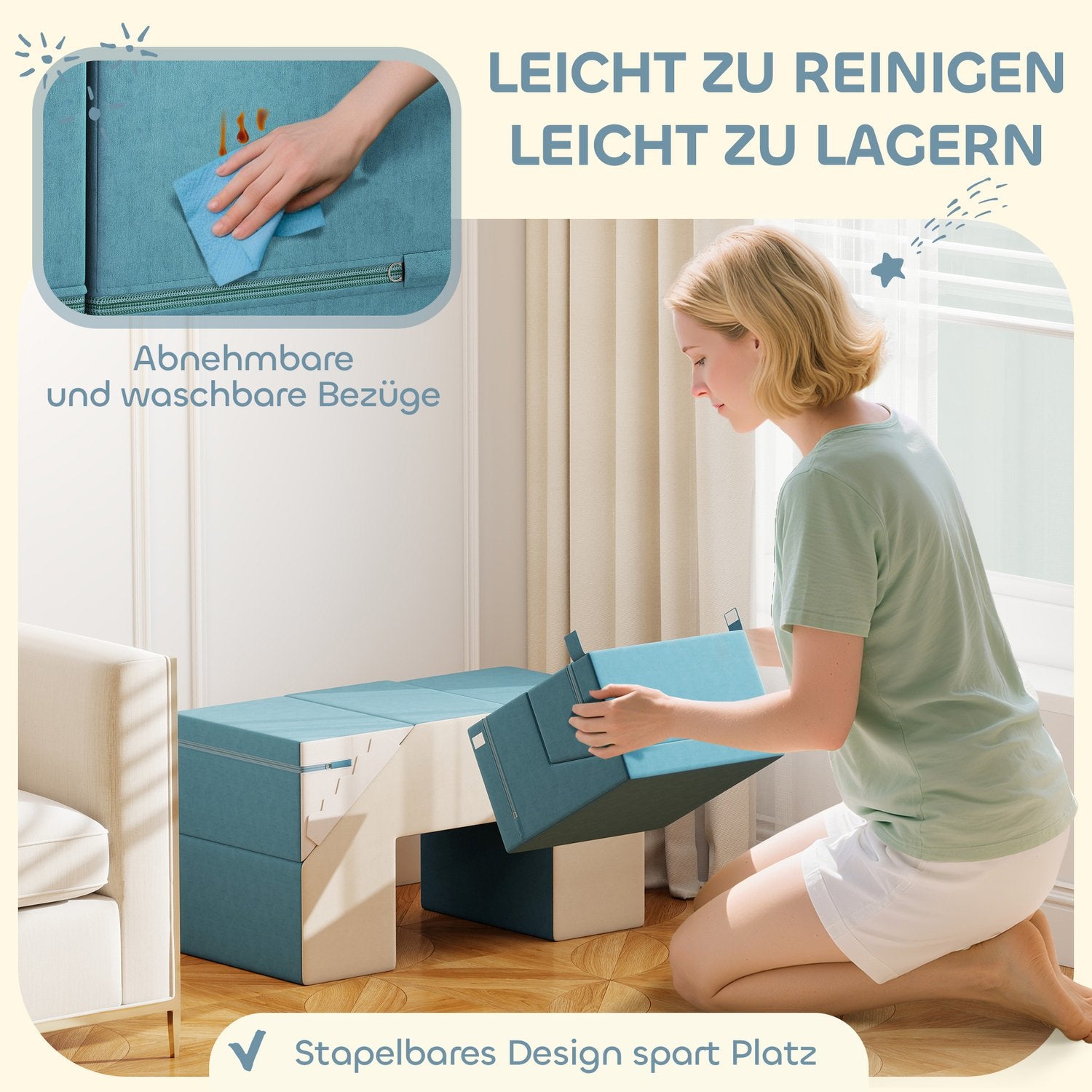 Soft Play Block Set för småbarn, konstläder, skum