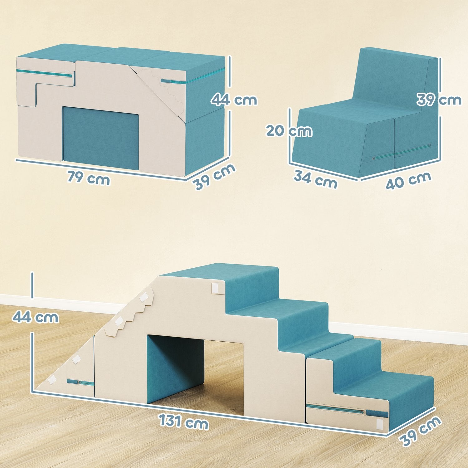 Soft Play Block Set för småbarn, konstläder, skum