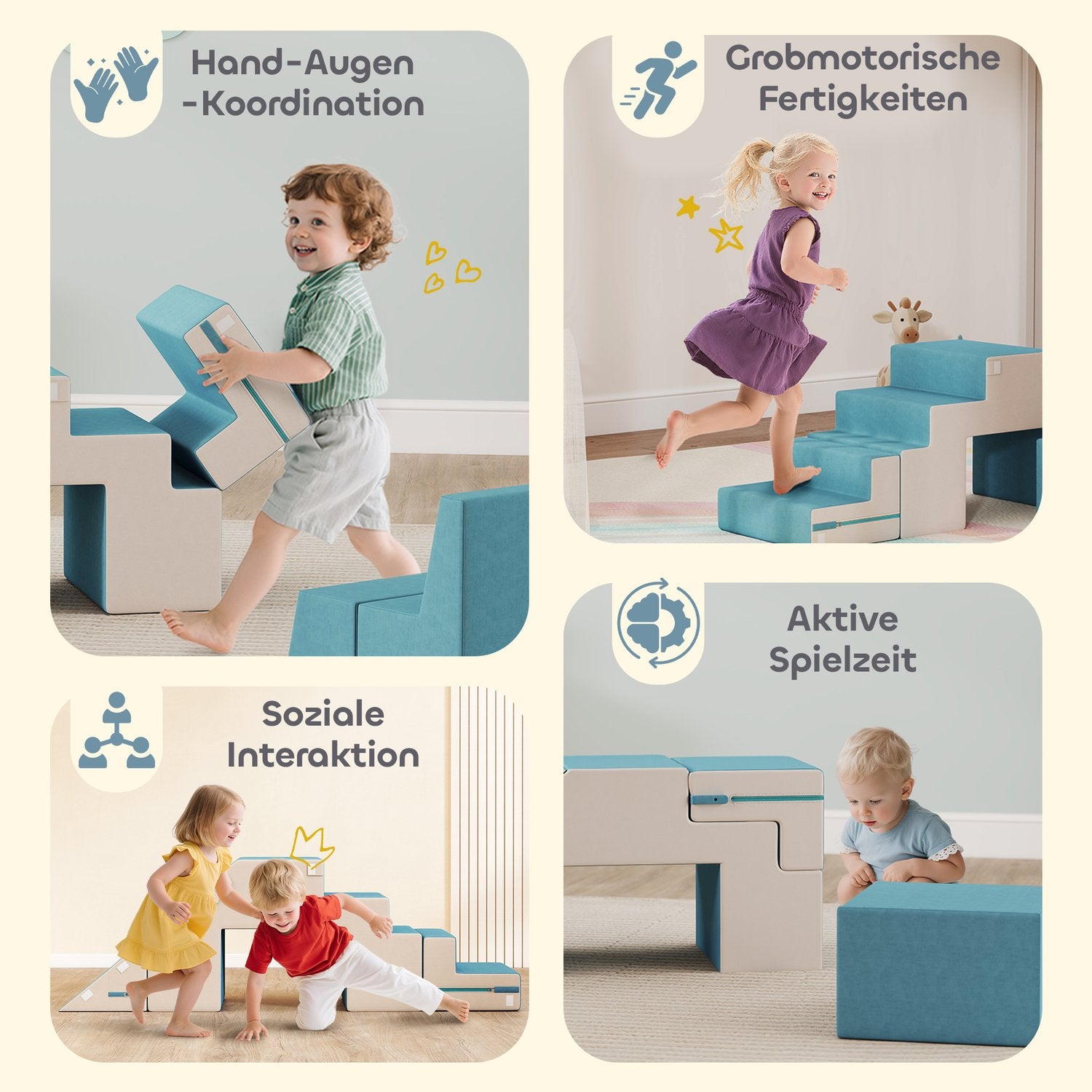 Soft Play Block Set för småbarn, konstläder, skum