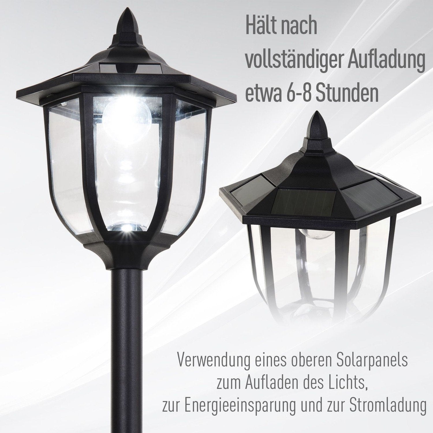 Solar Trädgårdslampa Led Trädgårdslykta Med 30/60 Lumen, Plast, Svart, Ø26,5 X H177 Cm