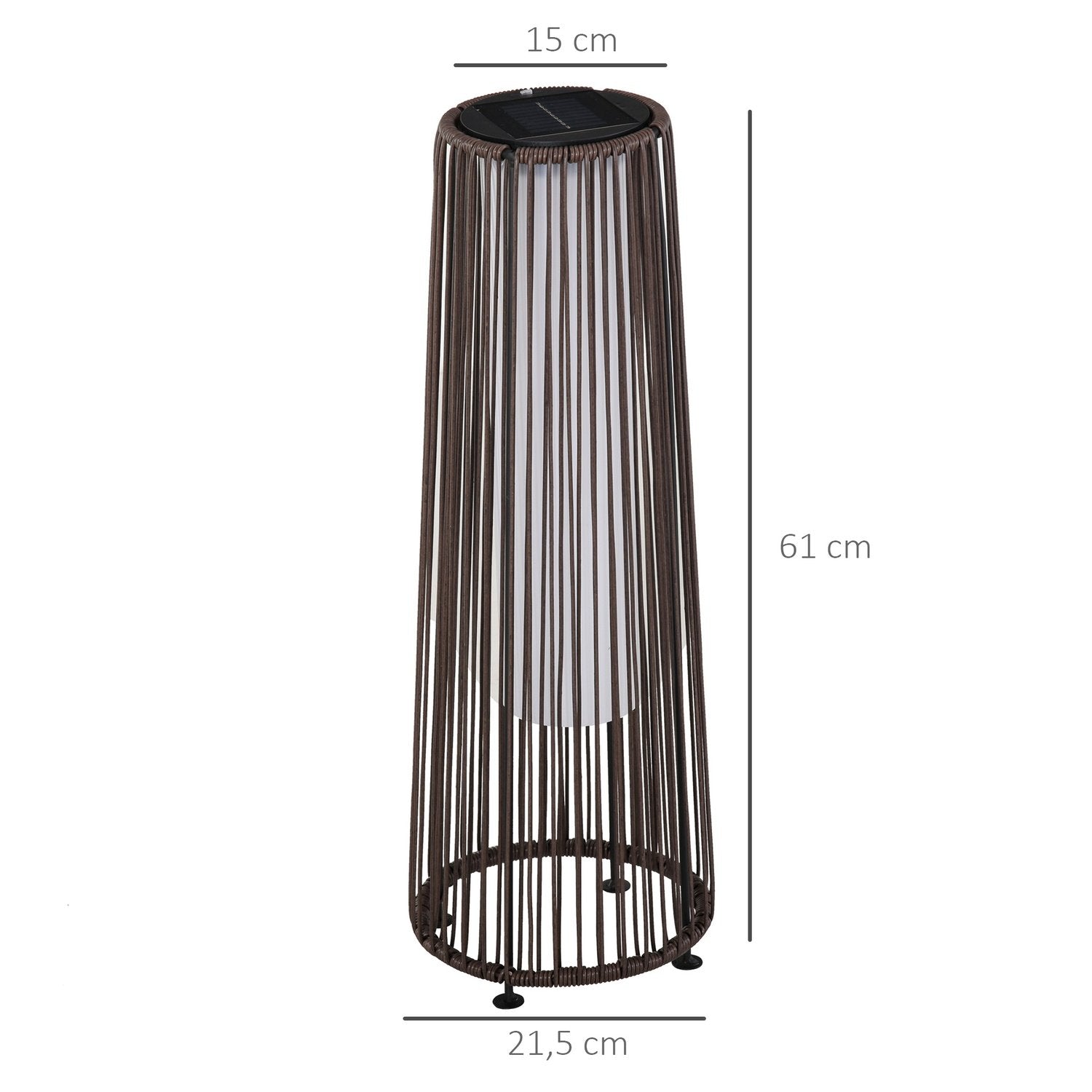 Solcellelampe, hagelampe, rotting solcellelys, automatisk led, brun, 21,5 x 21,5 x 61 cm