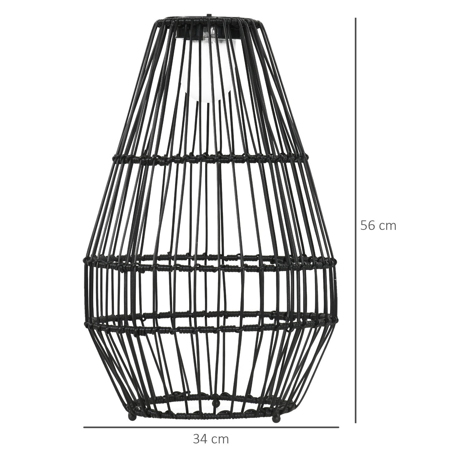 Solar Lamp Trädgårdslampa Med Trumdesign, Vattentät, Ljussensor, Automatisk Led, För Balkong, Svart