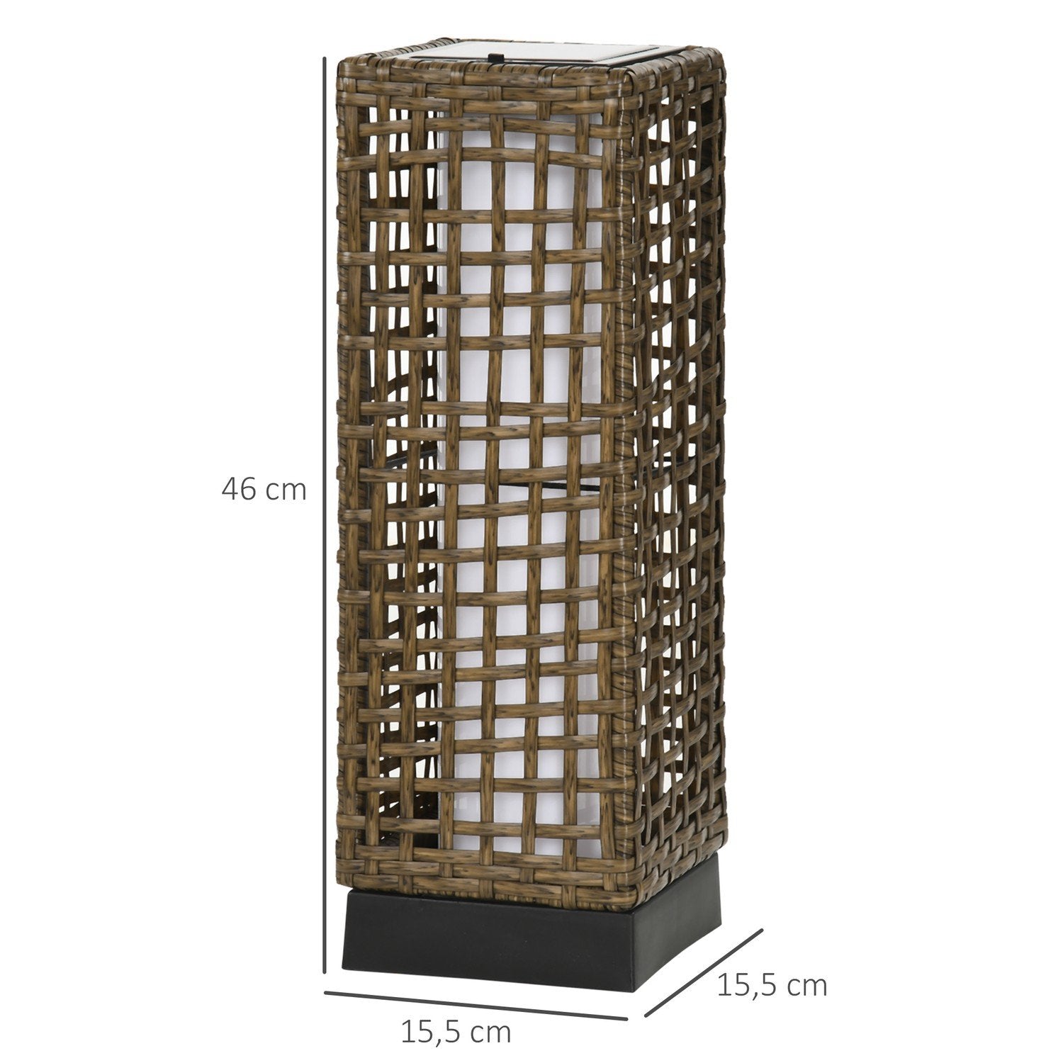 Solcellelampe rotting, vanntett, med lyssensor, LED utendørs lys, 15,5x15,5x46 cm