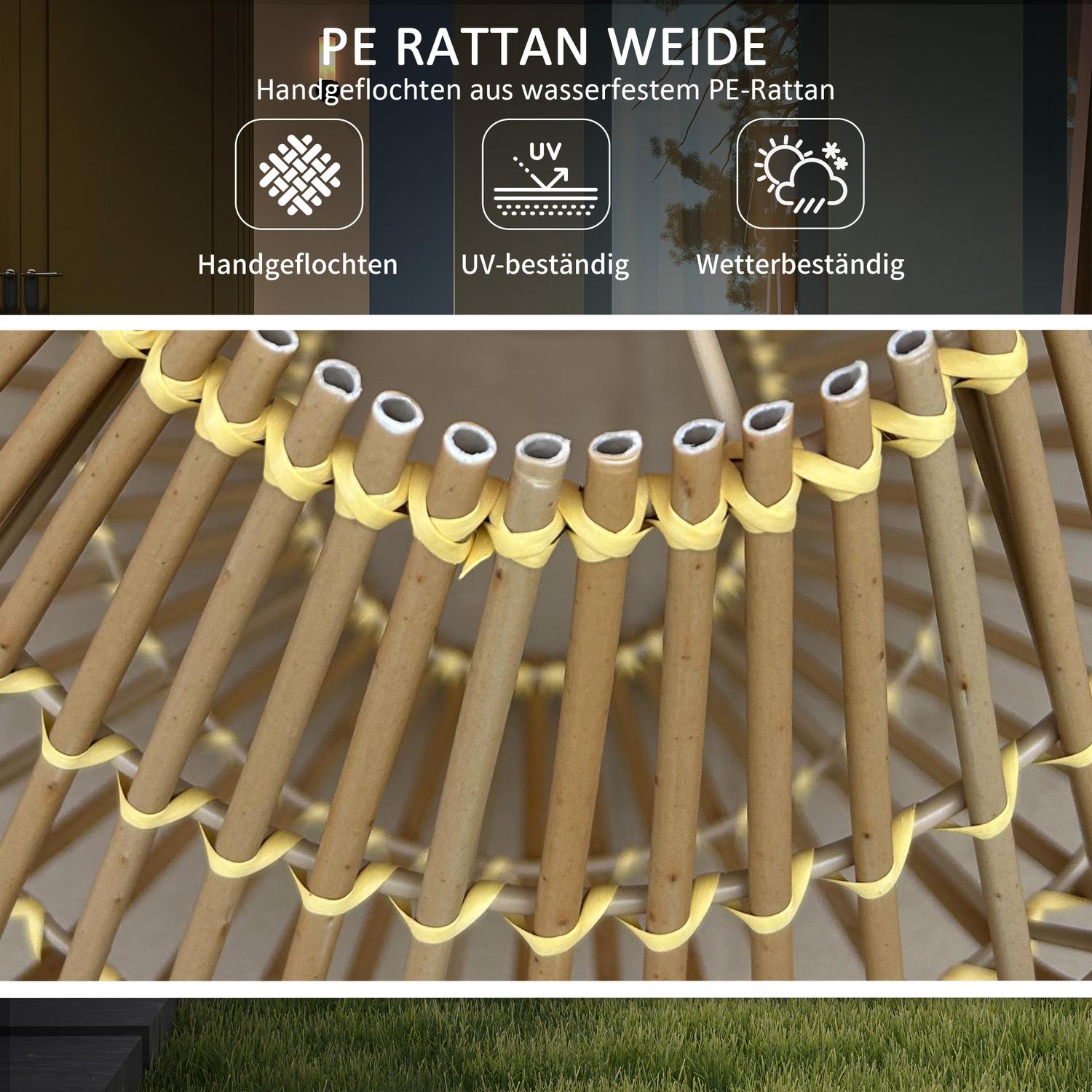 Solarlampa, design av rottingtrumma, vattentät, ljussensor