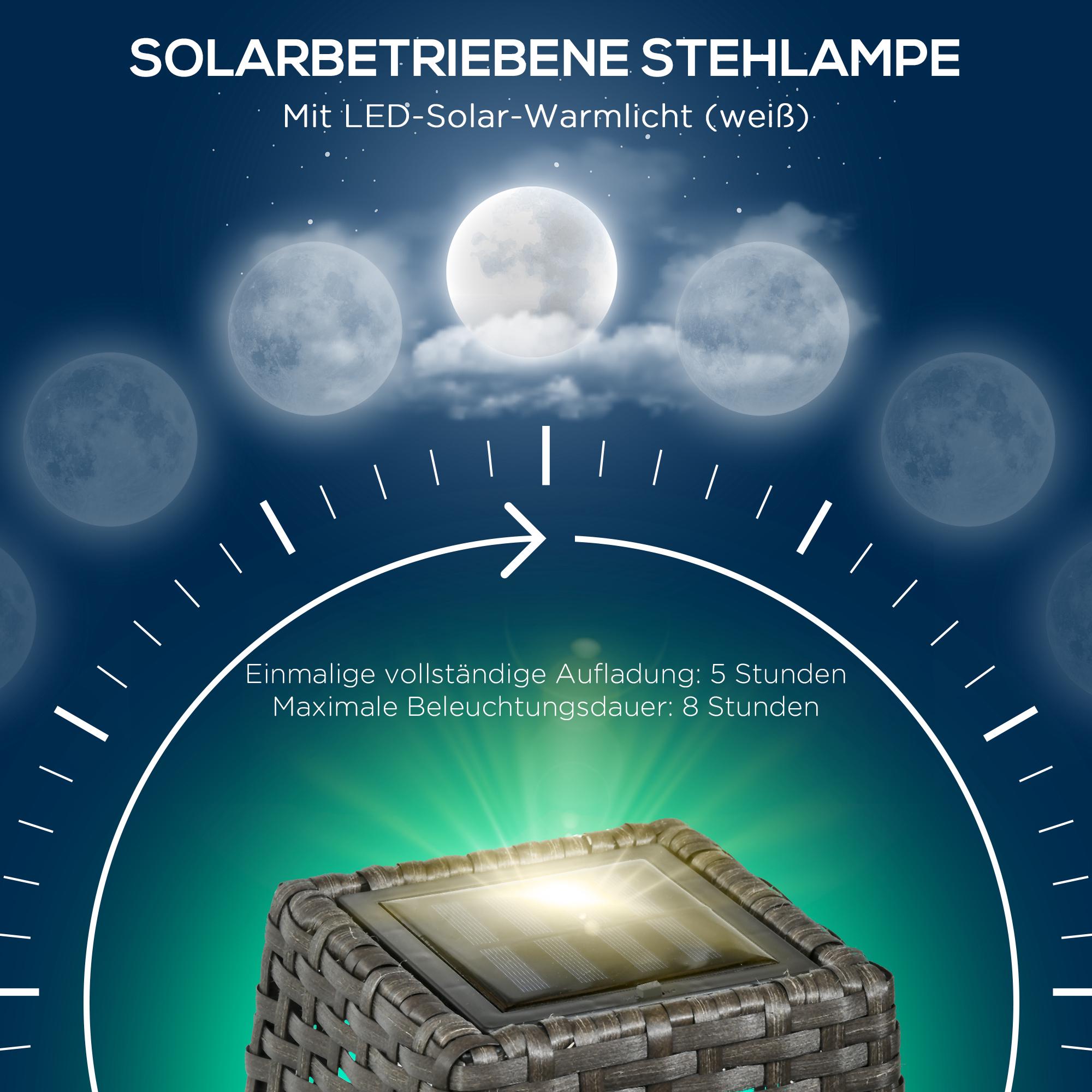Solcellslykta för trädgården, LED, rottingdesign, automatisk på/av