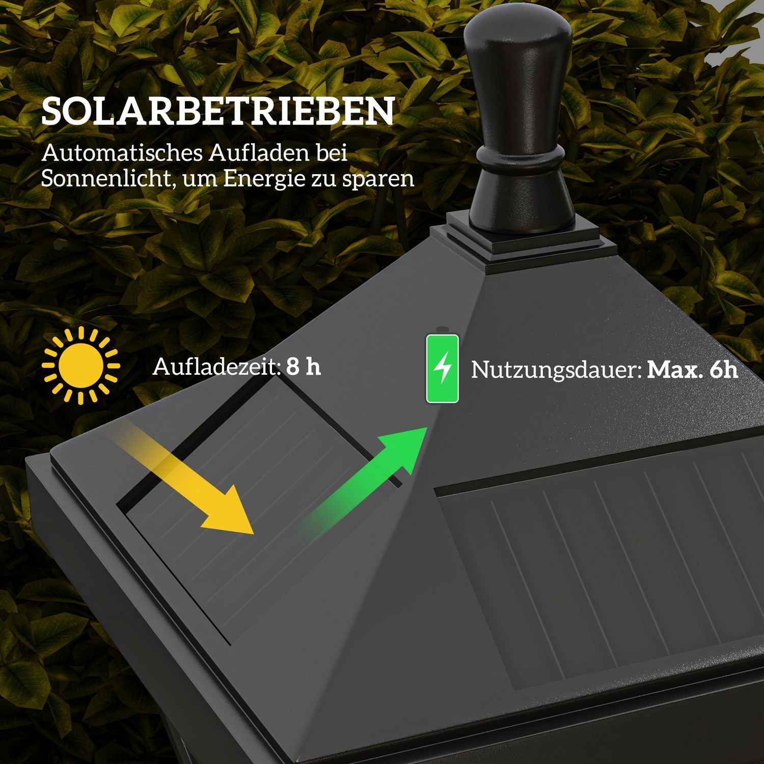Solcellslykta för utomhusbruk, automatisk på/av, väderbeständig IP44