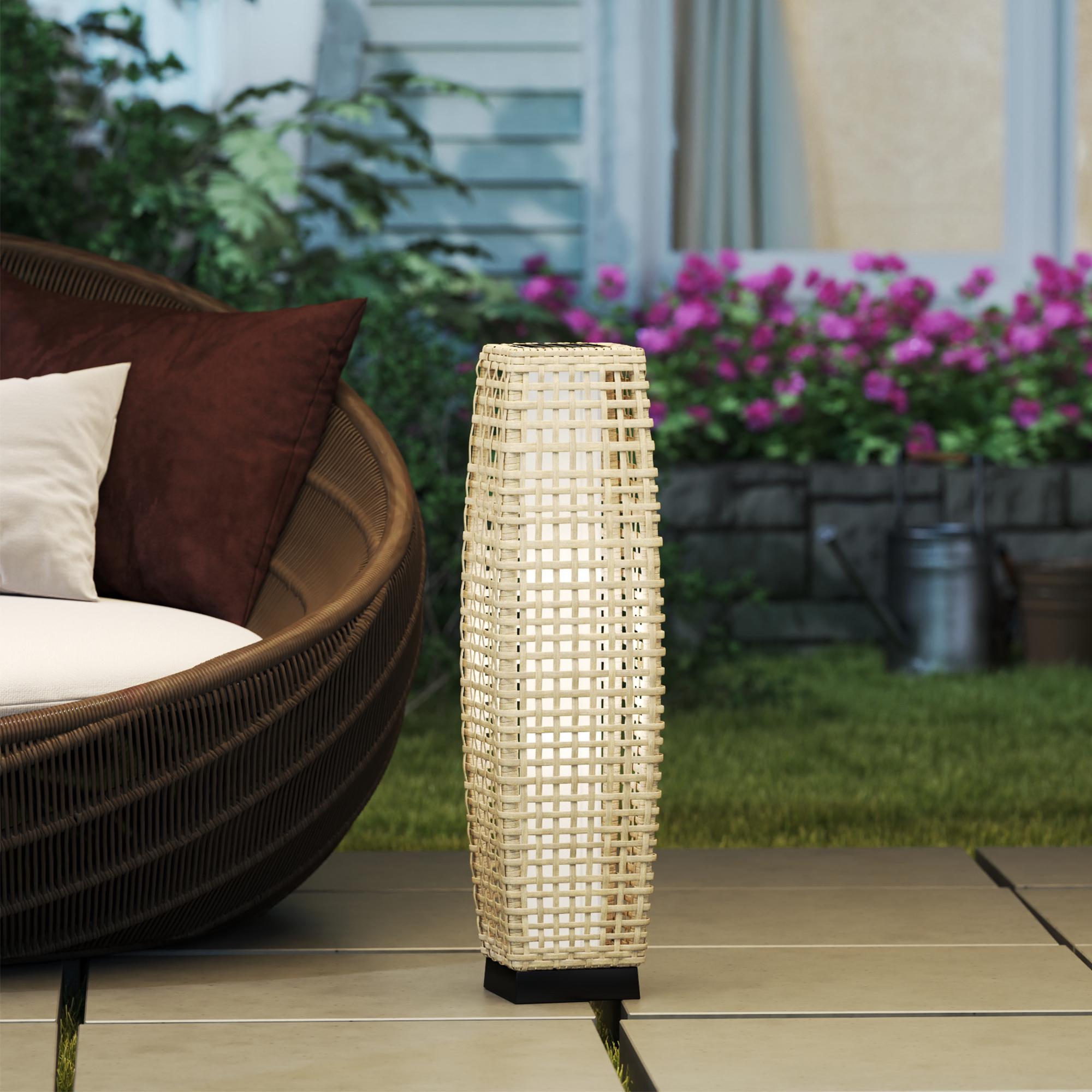 Solcellslykta med LED, rottingdesign, automatisk på/av