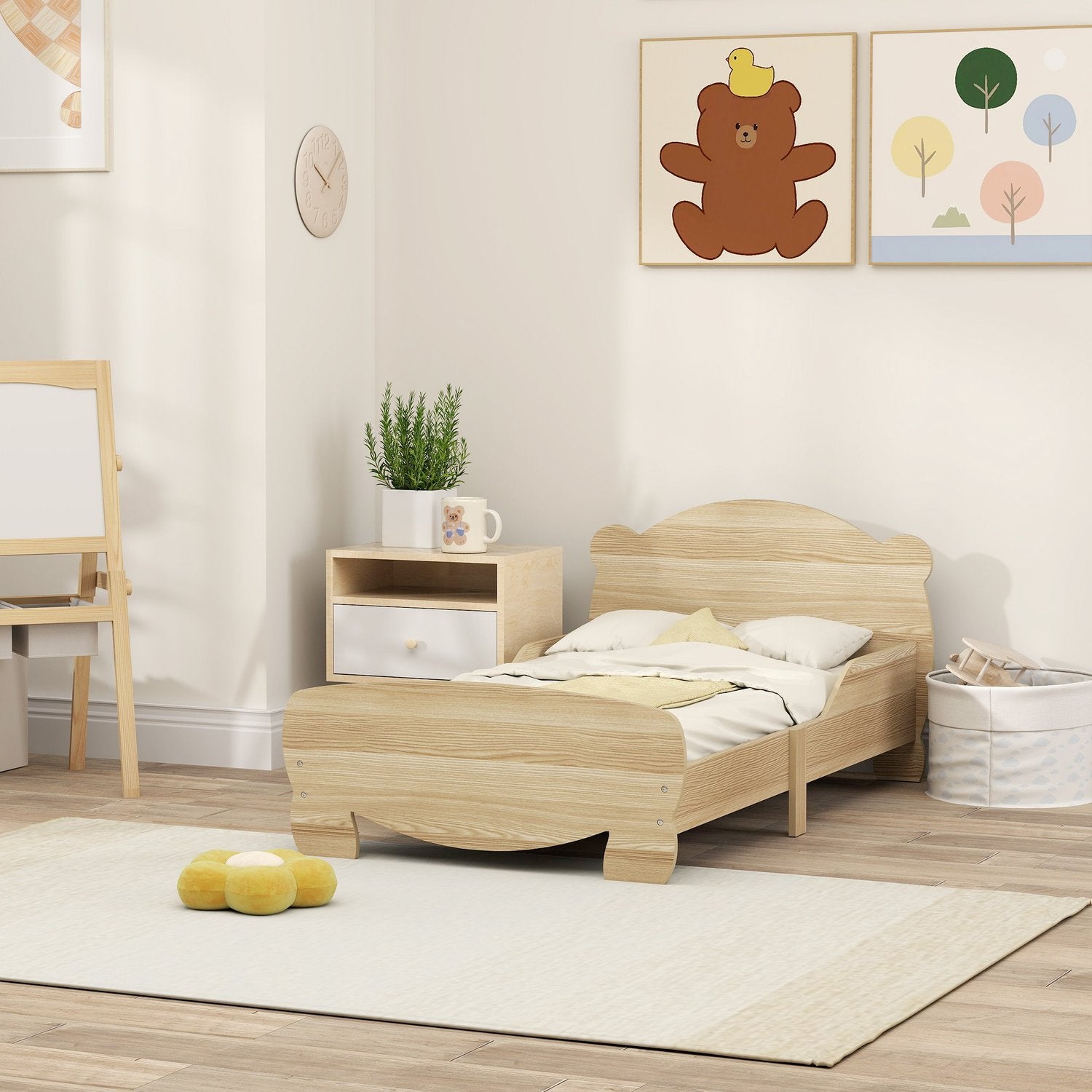 Solid Wood House Bed – Barnsäng med skyddsräcke, Bear Design