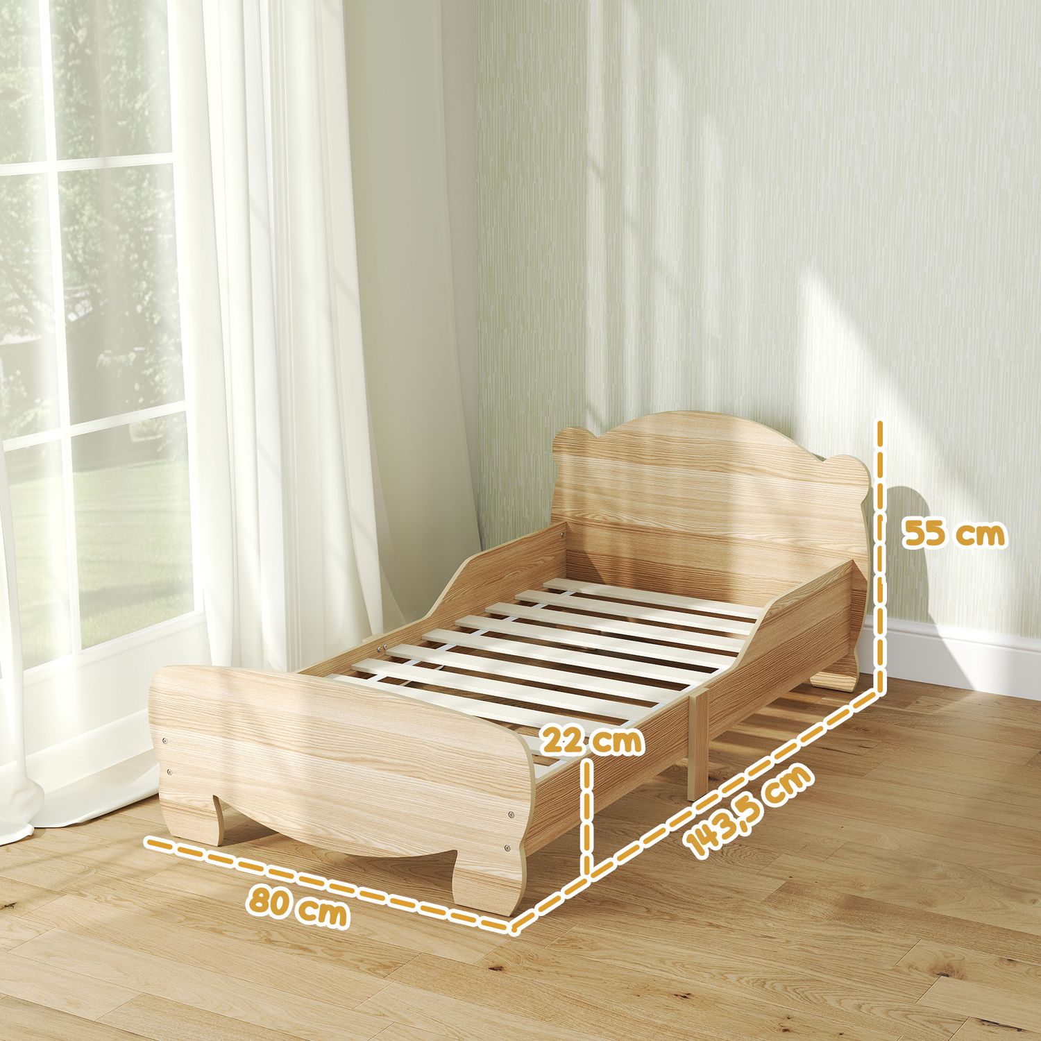 Solid Wood House Bed – Barnsäng med skyddsräcke, Bear Design