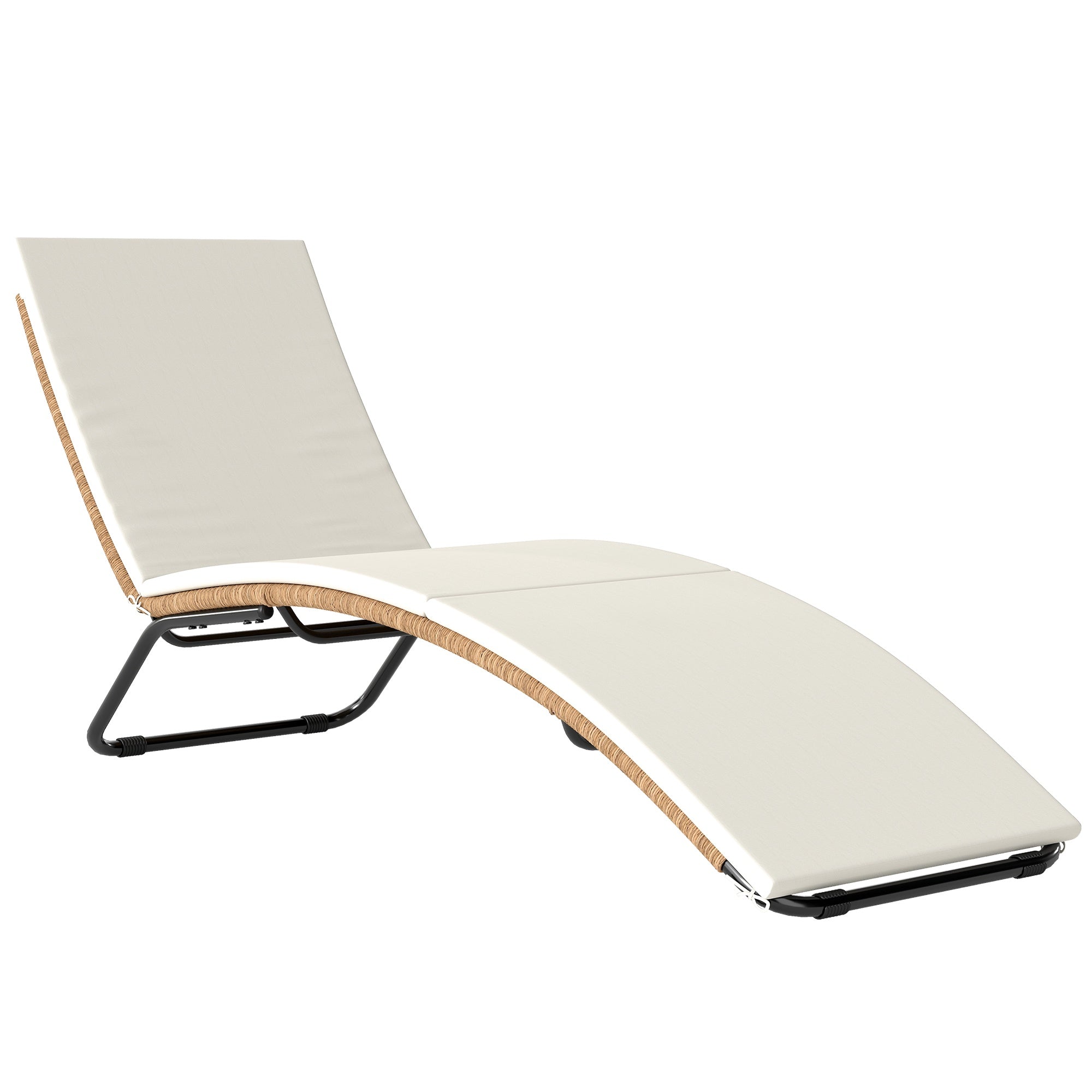 Solsäng i rotting med dyna, ergonomisk S-kurva, 195 cm