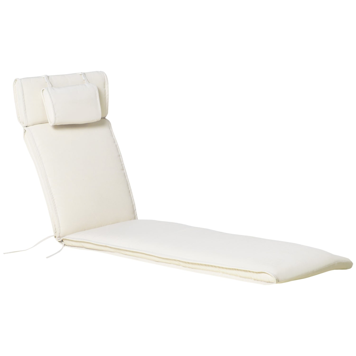 Krämvit utomhusstolsdyna, polyester, 198x53x5 cm