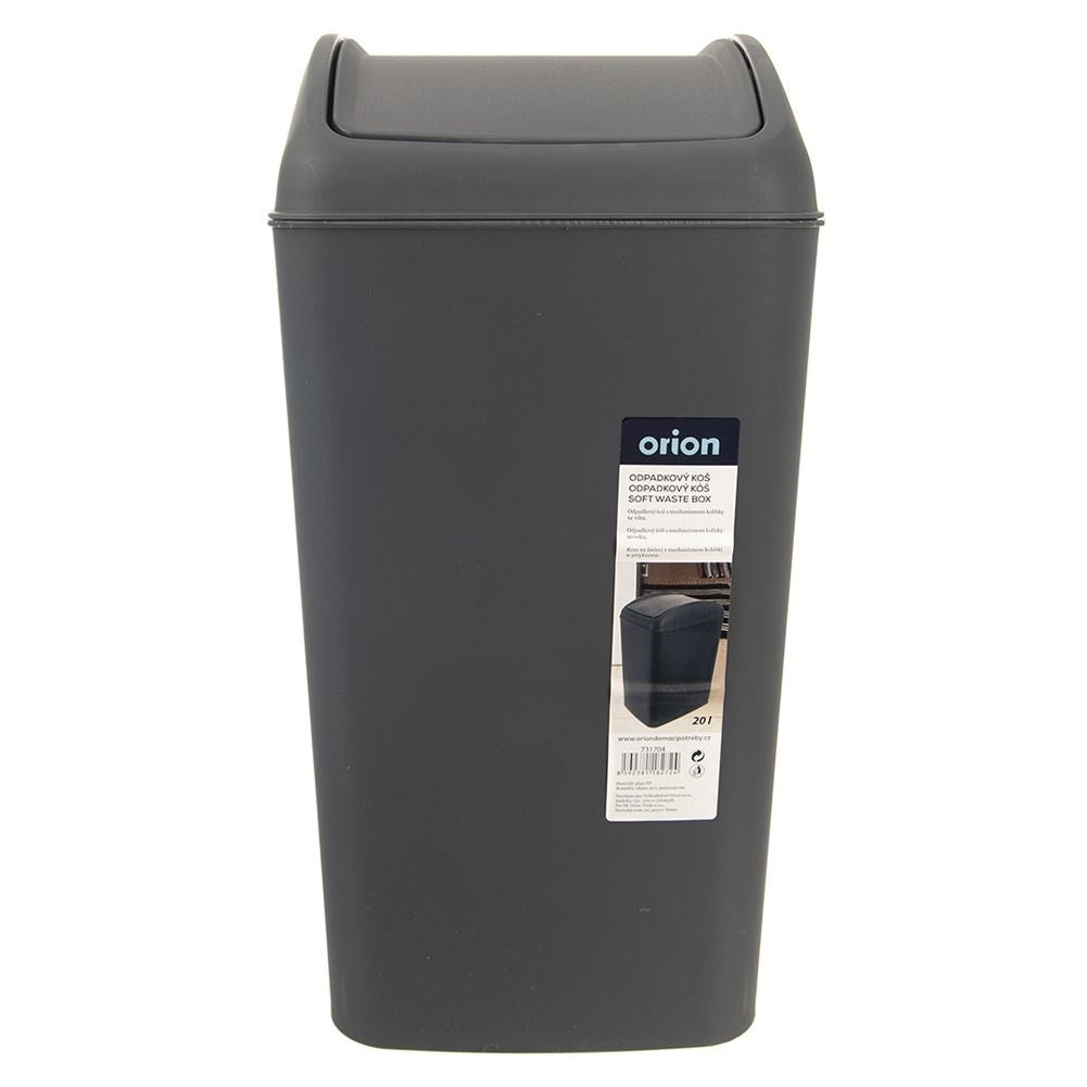 Soptunna 20L, hållbart material, mörkgrå, svängbart lock
