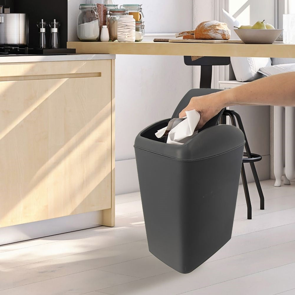 Soptunna 20L, hållbart material, mörkgrå, svängbart lock