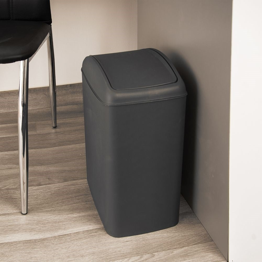 Soptunna 20L, hållbart material, mörkgrå, svängbart lock