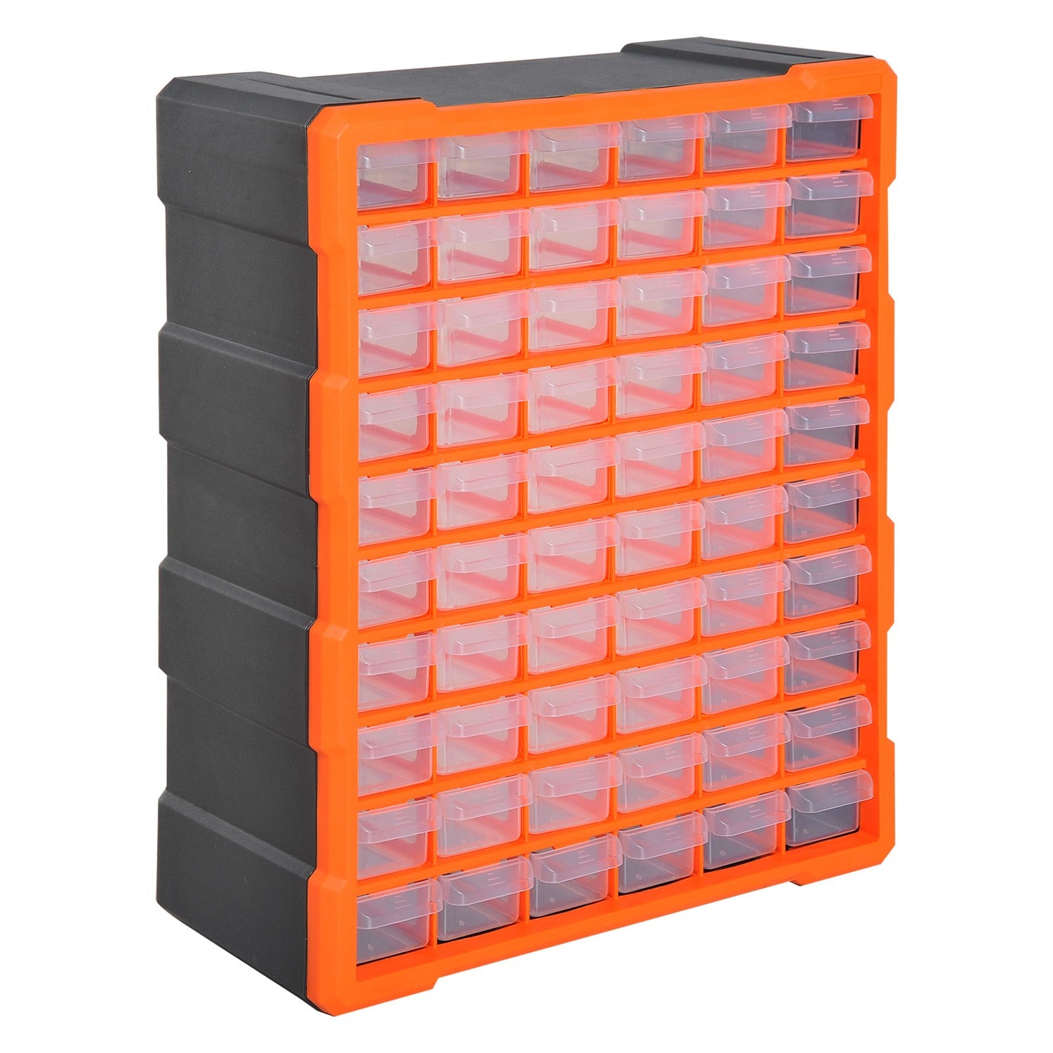 Förvaringslåda för smådelar, 60 fack, orange, L38xB16xH47,5cm
