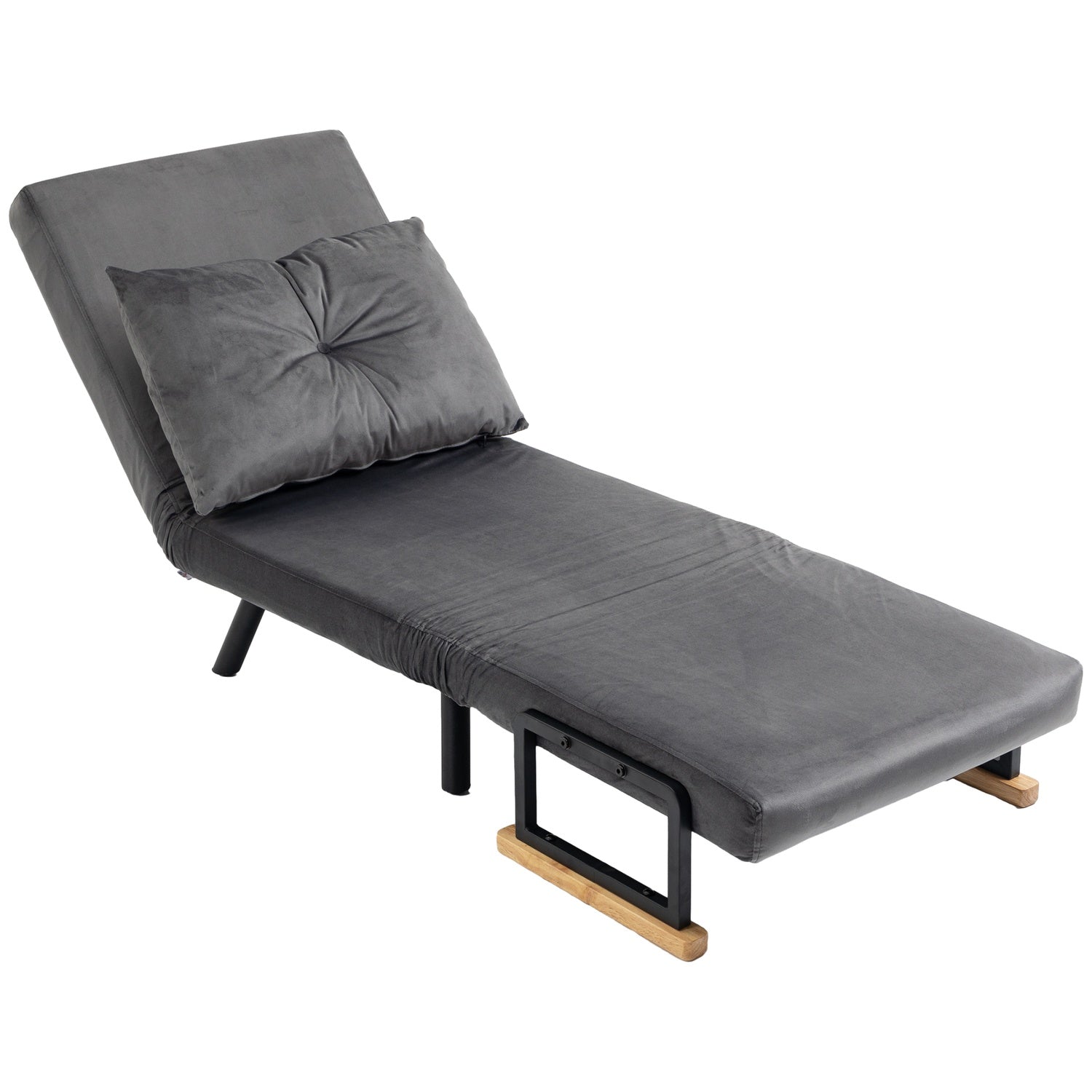 Justerbar sovstol, sammetslook, mörkgrå