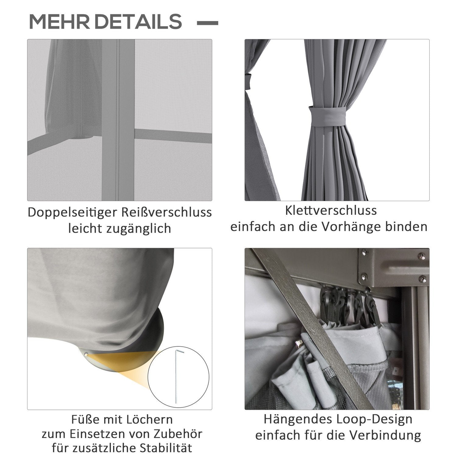 Hagepaviljong Paviljong 3 X 3 M Hagetelt Med Dobbelttak Festtelt Med 4 X Sidepaneler Myggnett Værbestandig aluminiumspolyester