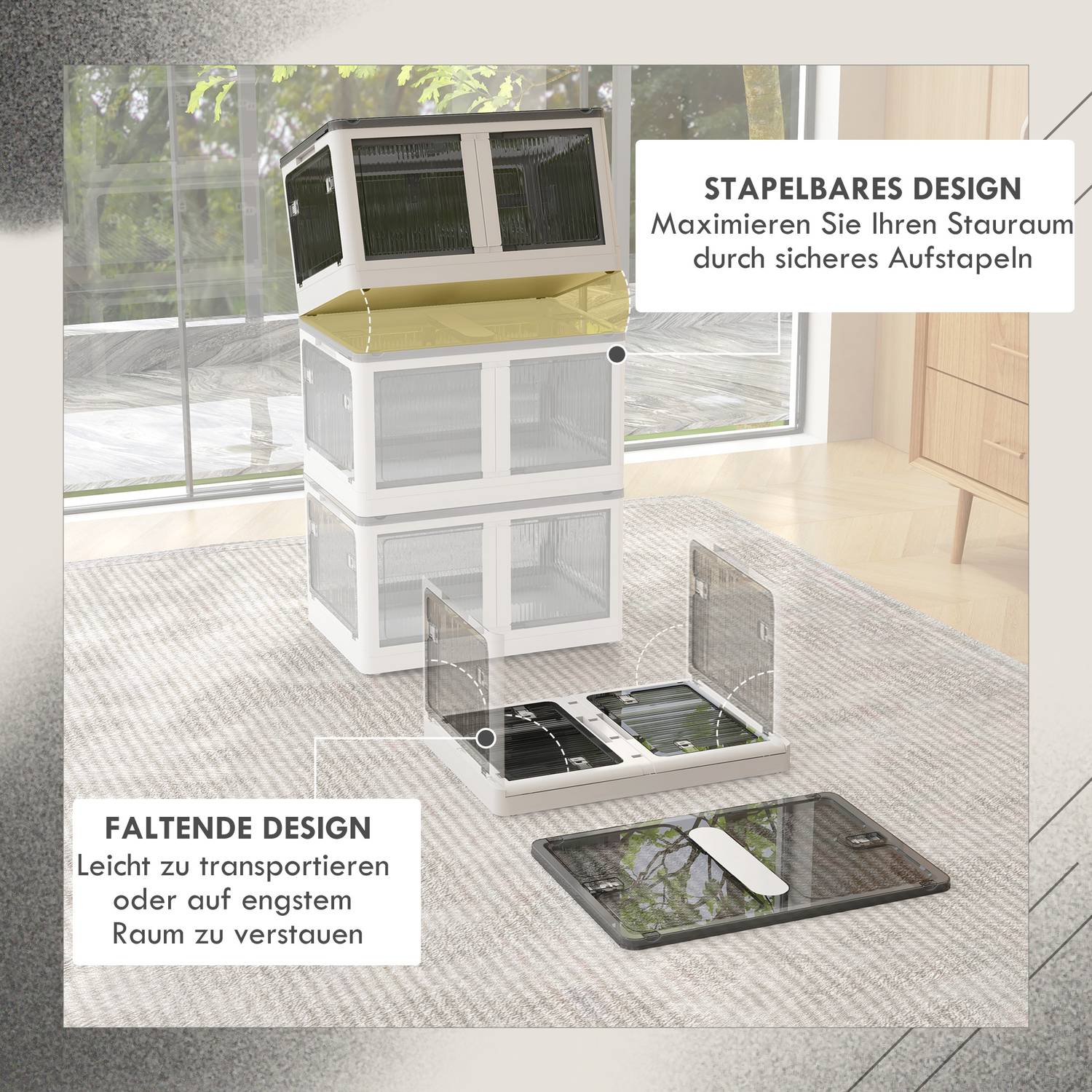 Stapelbar 69L förvaringslåda med hjul – Vit