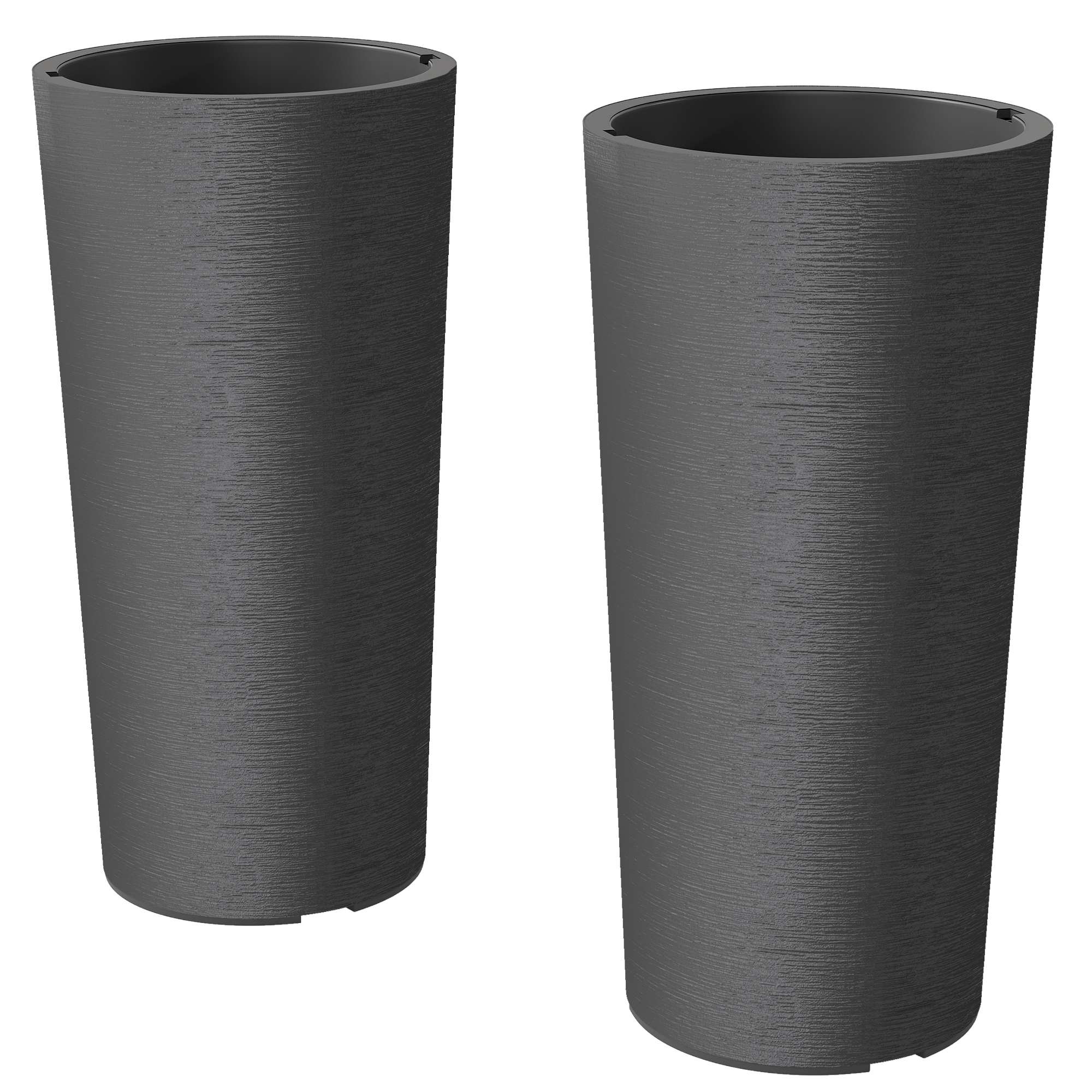 Stapelbara krukor med dränering, 60 cm, mörkgrå