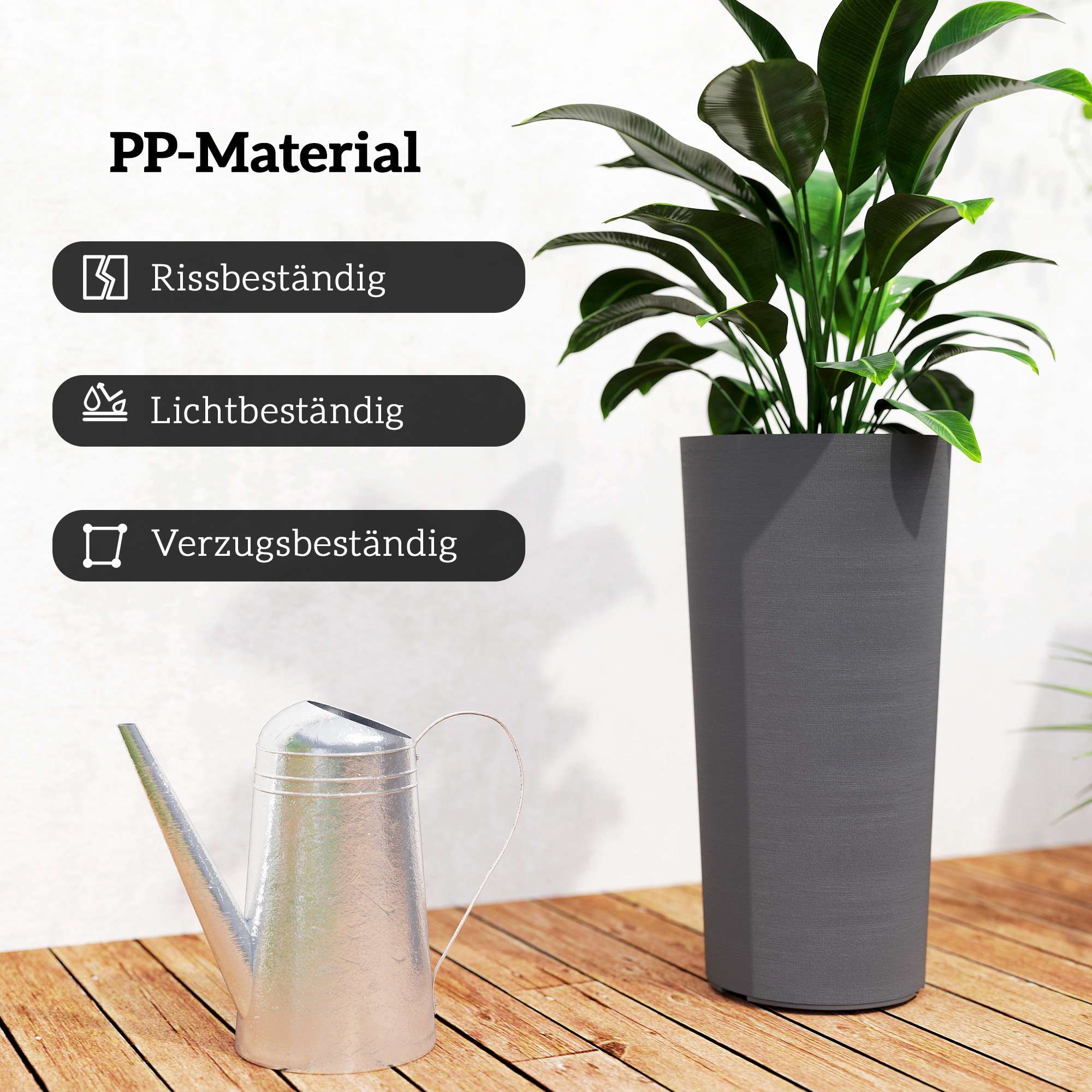 Stapelbara krukor med dränering, 60 cm, mörkgrå
