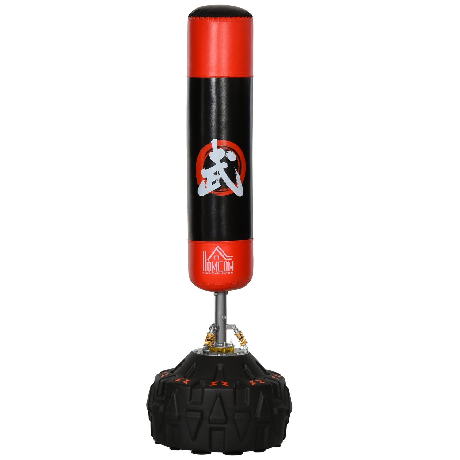 Fristående boxningssäck, sugbas, 180cm, svart/röd